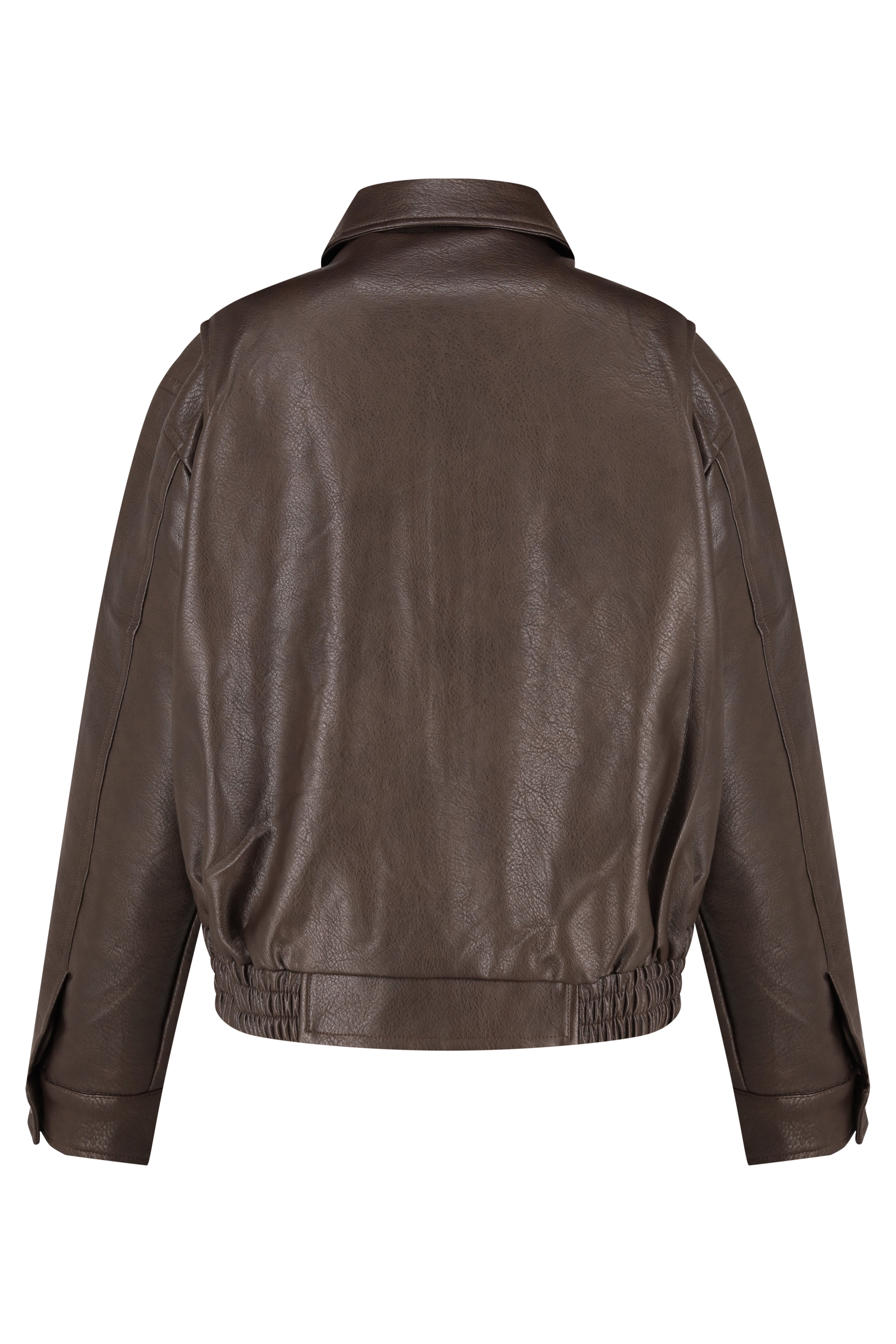 Lederjacke mit durchgehendem Reißverschluss – Braun