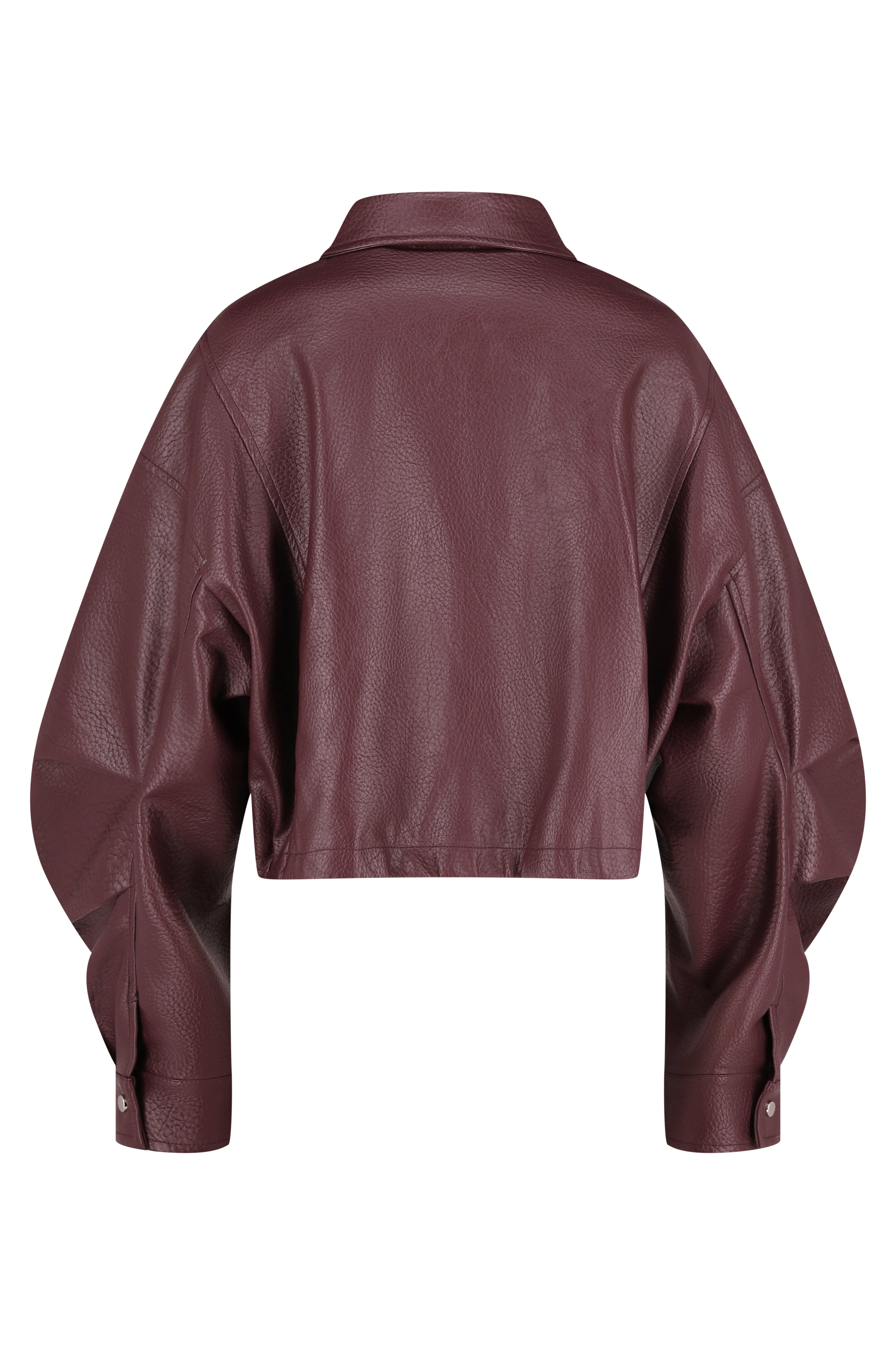 Veganer Lederjacke mit durchgehendem Reißverschluss – Bordeaux