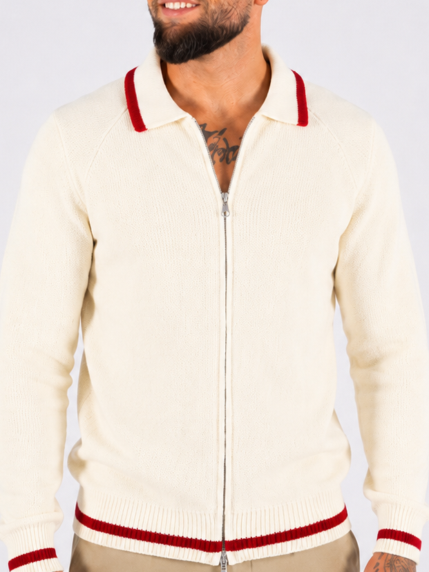 Zip Through Knitwear - Beige - Frankie's