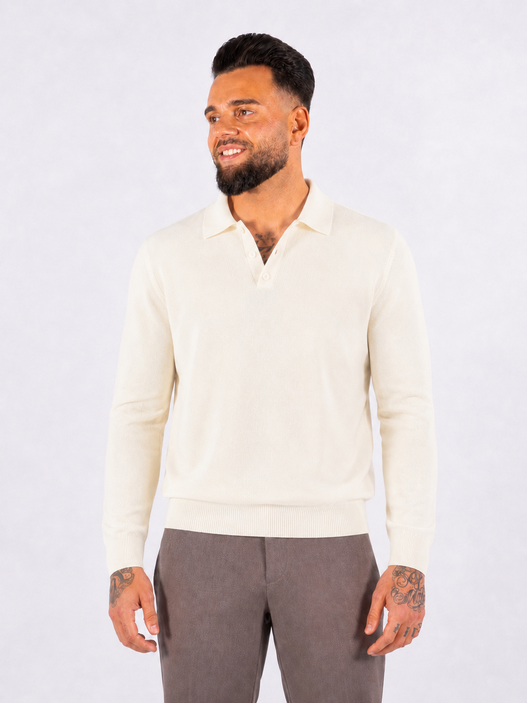 Polo Knitwear, Plain - White