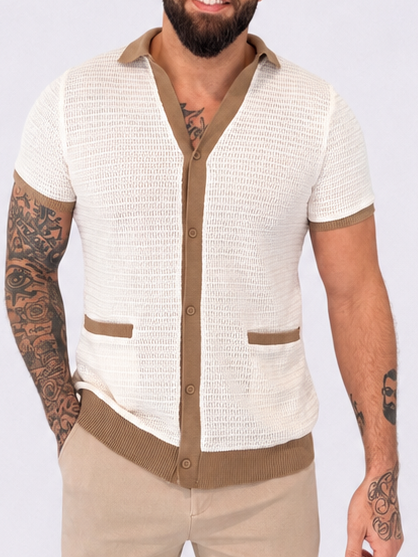 Buttoned knitted shirt off white beige - Frankie's