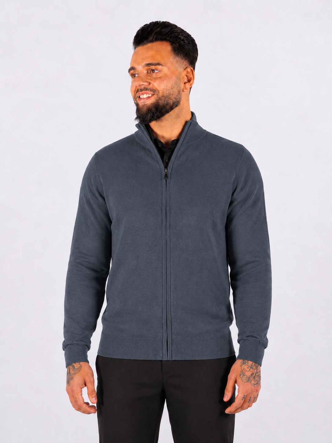 Vest zipper knitwear blue grey