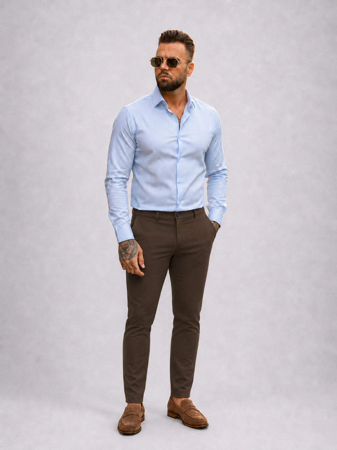 Super stretch pantalon brown