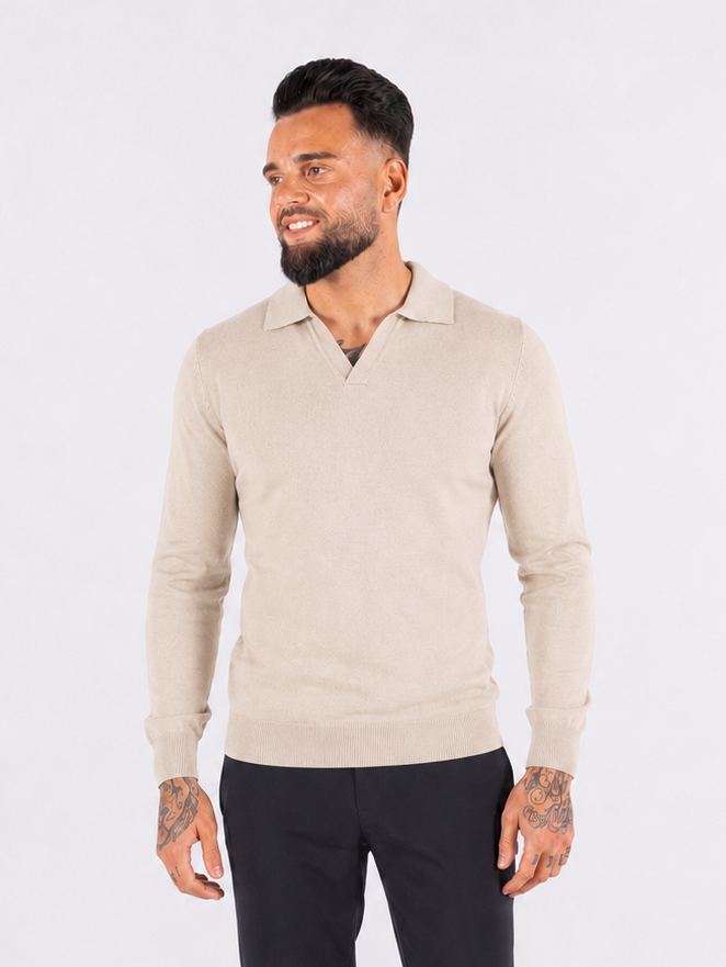 Polo Knitwear Long Sleeve Beige - Frankie's