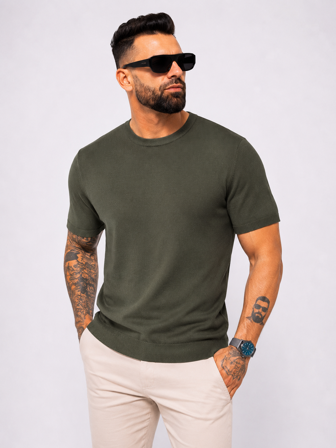 T-shirt knitwear short sleeve khaki - Frankie's