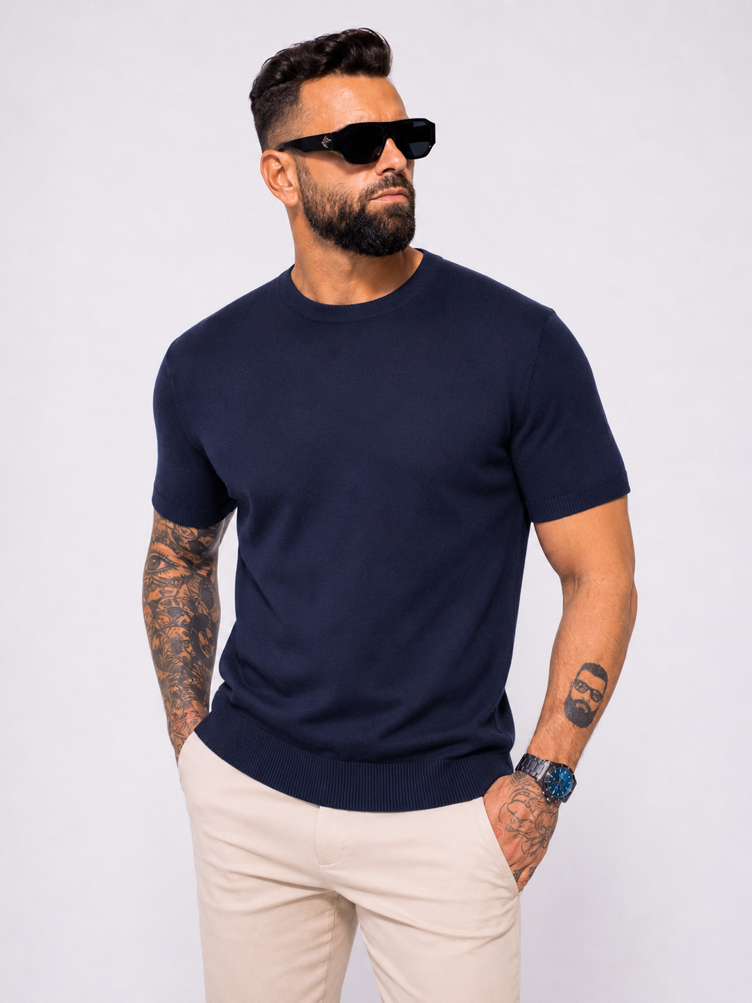 T-shirt knitwear short sleeve navy blue - Frankie's