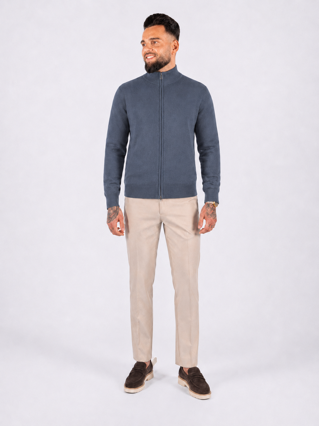 Vest zipper knitwear blue grey - Frankie's