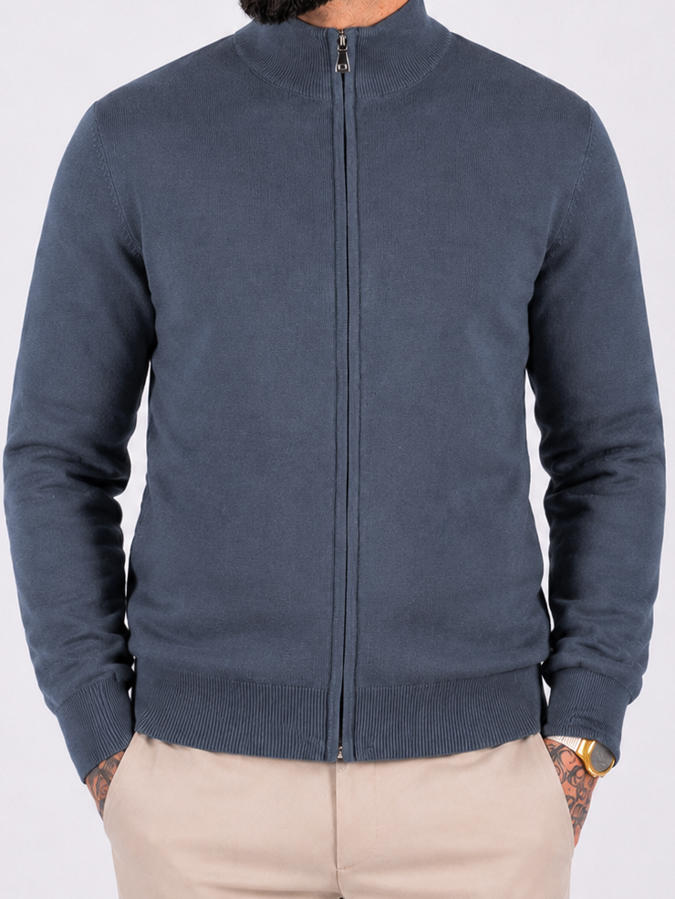 Vest zipper knitwear blue grey - Frankie's
