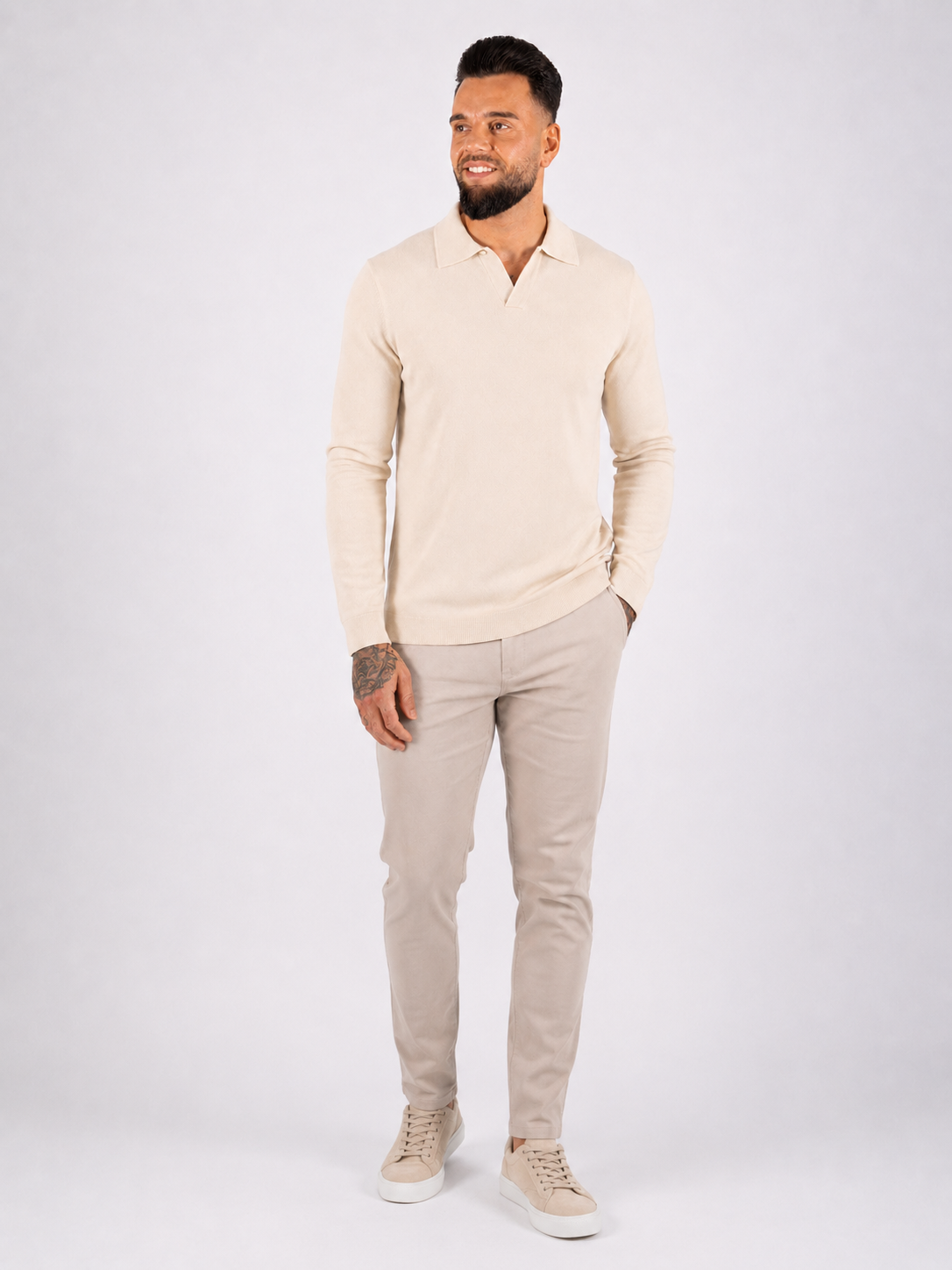 Textured Polo Knit - Beige - Frankie's