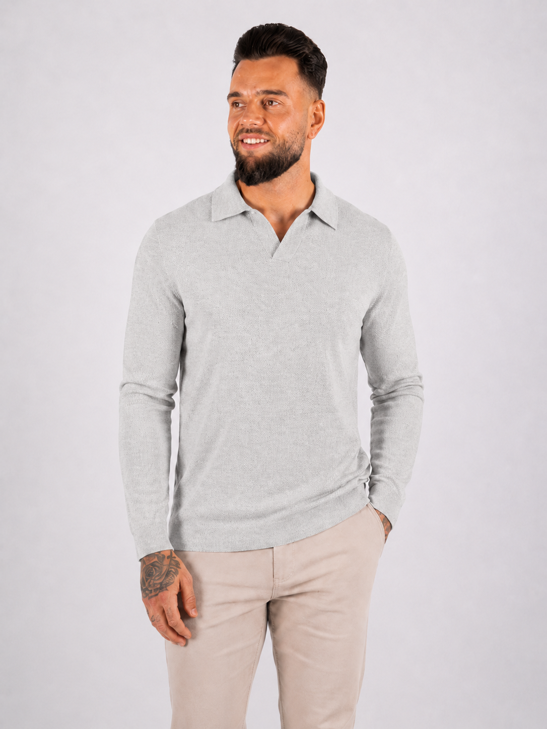Textured Polo Knit - Grey - Frankie's