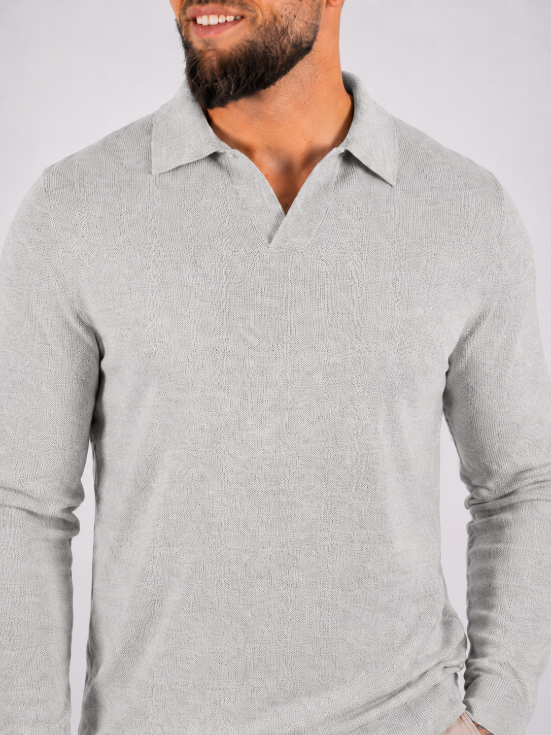 Textured Polo Knit - Grey - Frankie's