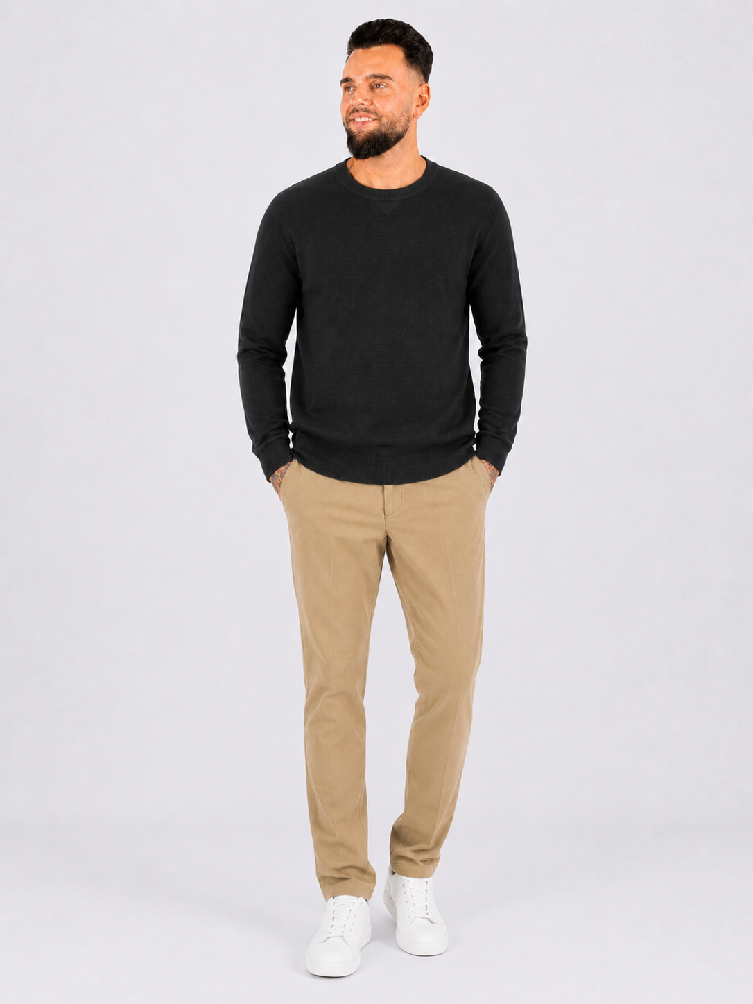 Crewneck Knitwear, Plain - Black - Frankie's