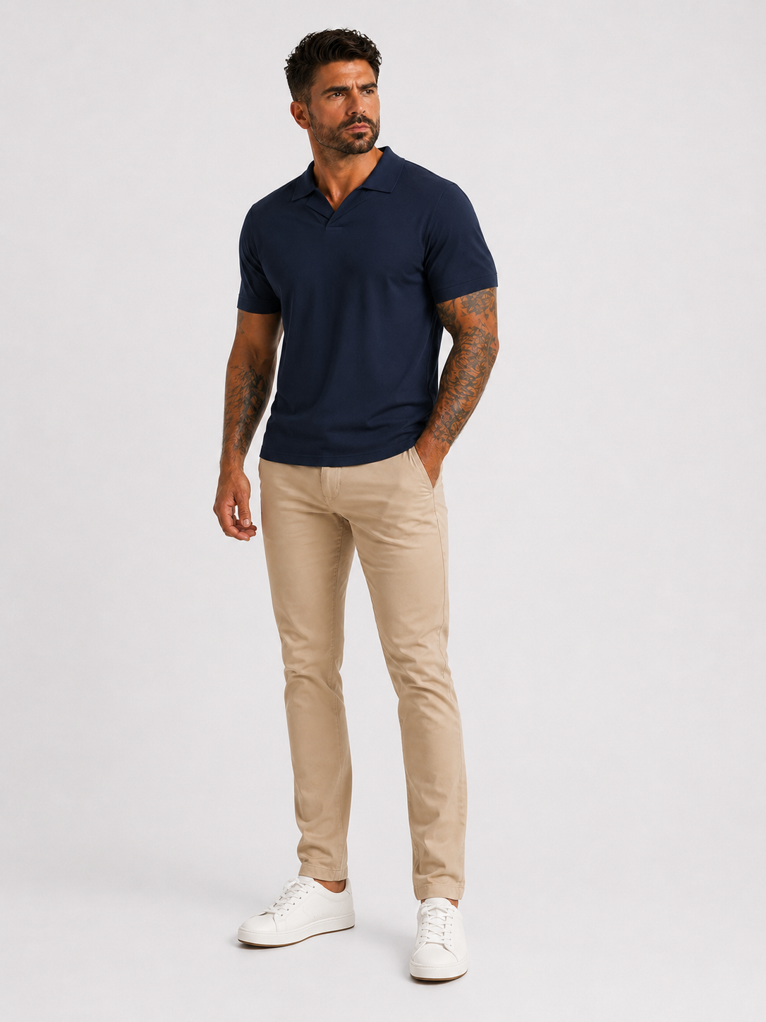 Buttonless polo short sleeve dark blue - Frankie's