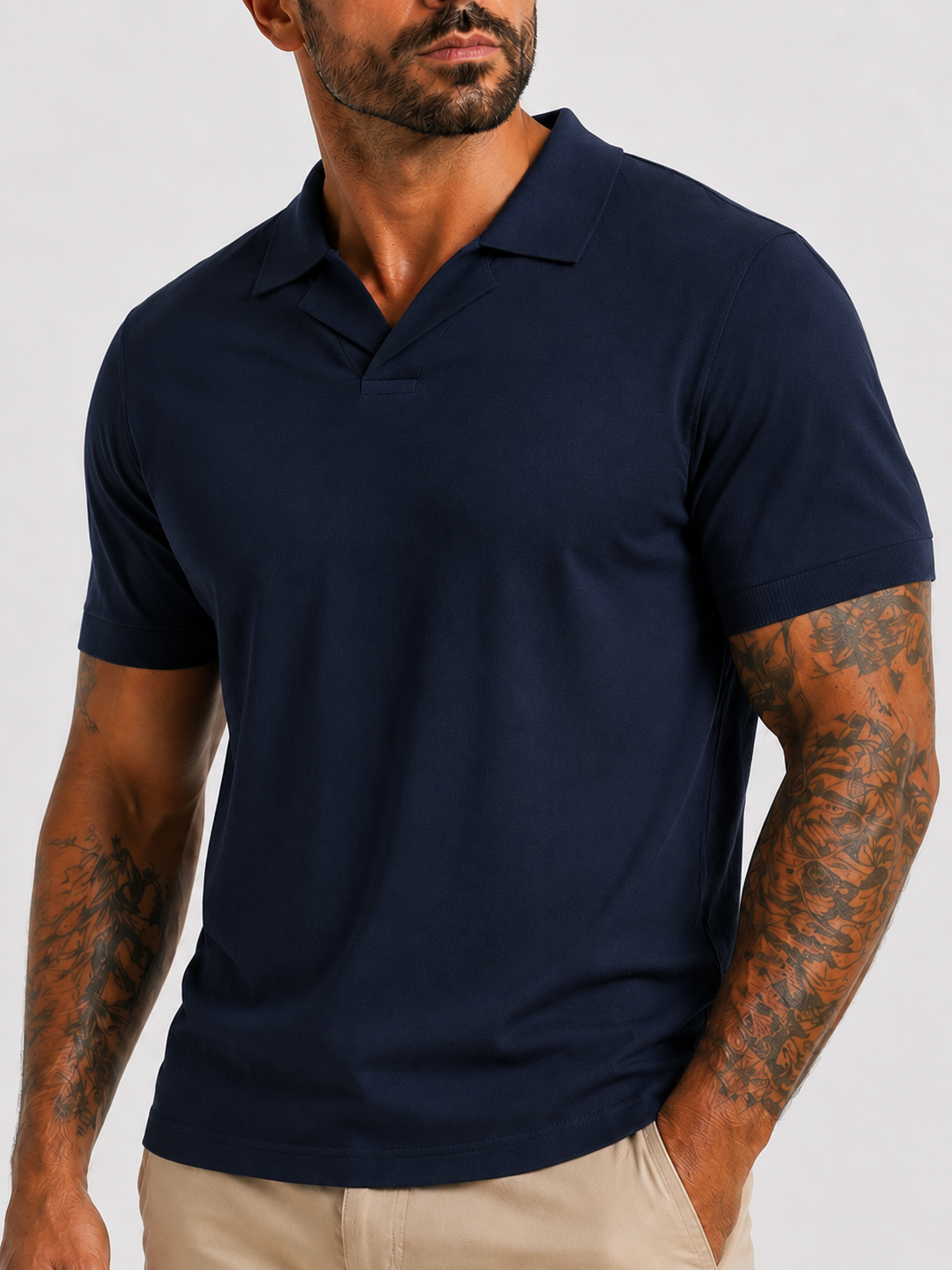 Buttonless polo short sleeve dark blue - Frankie's