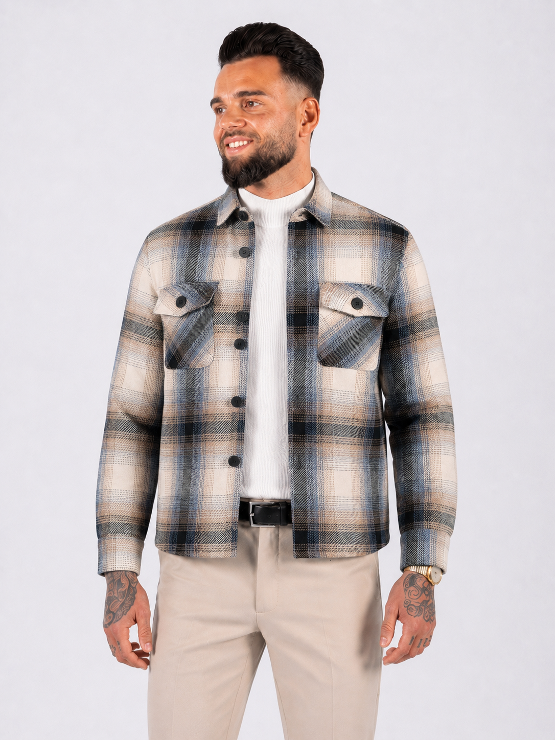 Flannel jacket navy blue - Frankie's