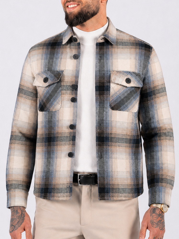 Flannel jacket navy blue - Frankie's