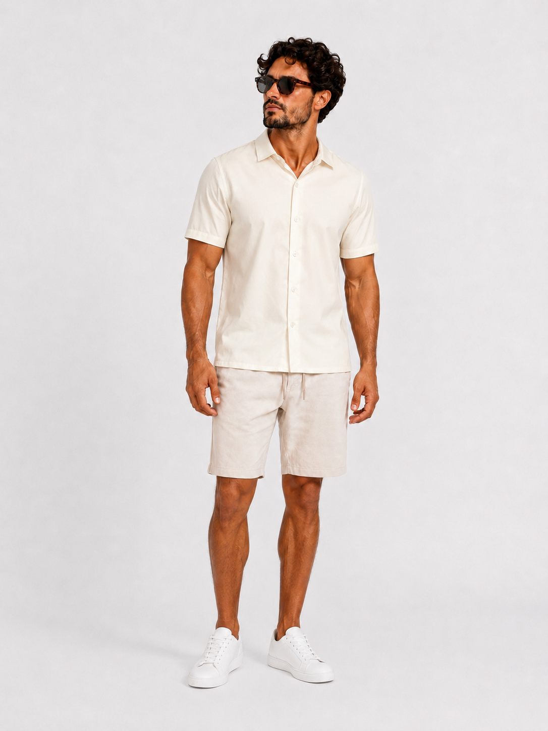 Satin shirt short sleeve beige - Frankie's