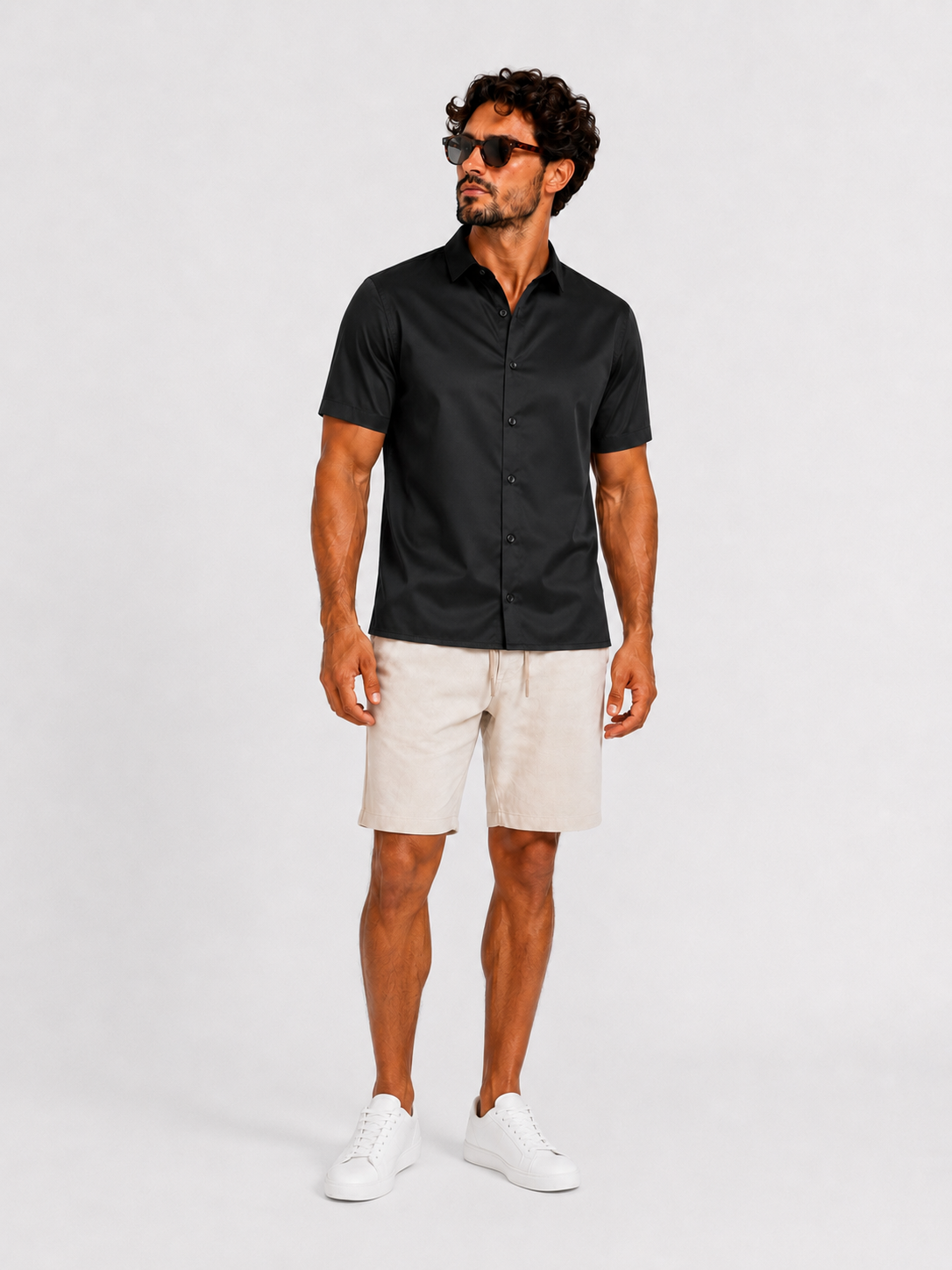 Satin shirt short sleeve black - Frankie's
