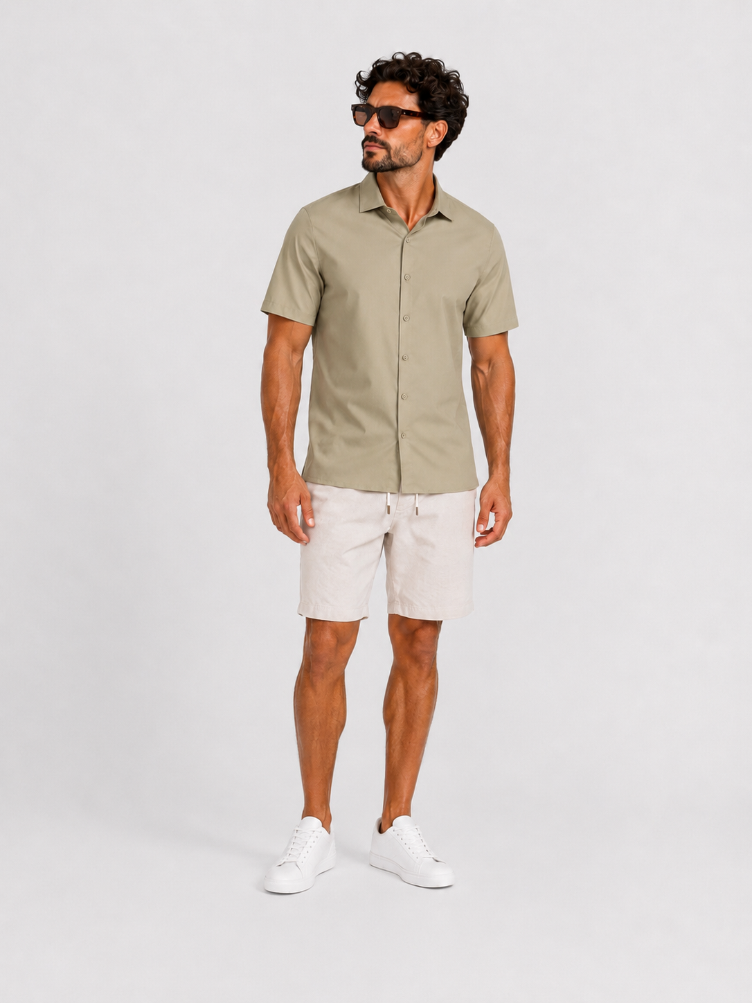Shirt super stretch short sleeve beige - Frankie's