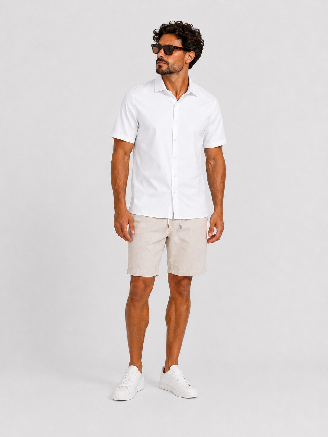Shirt super stretch short sleeve white - Frankie's