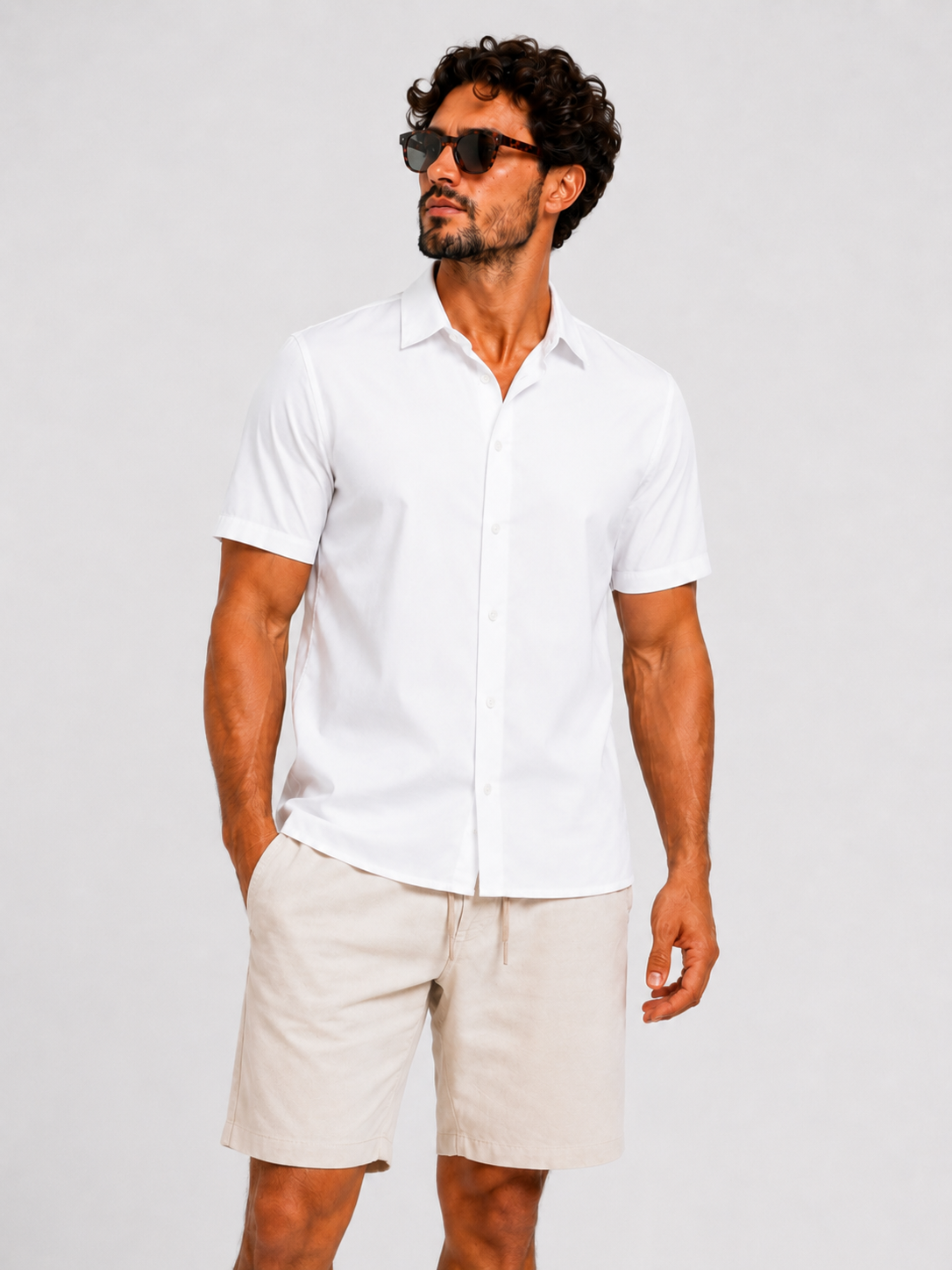 Shirt super stretch short sleeve white - Frankie's