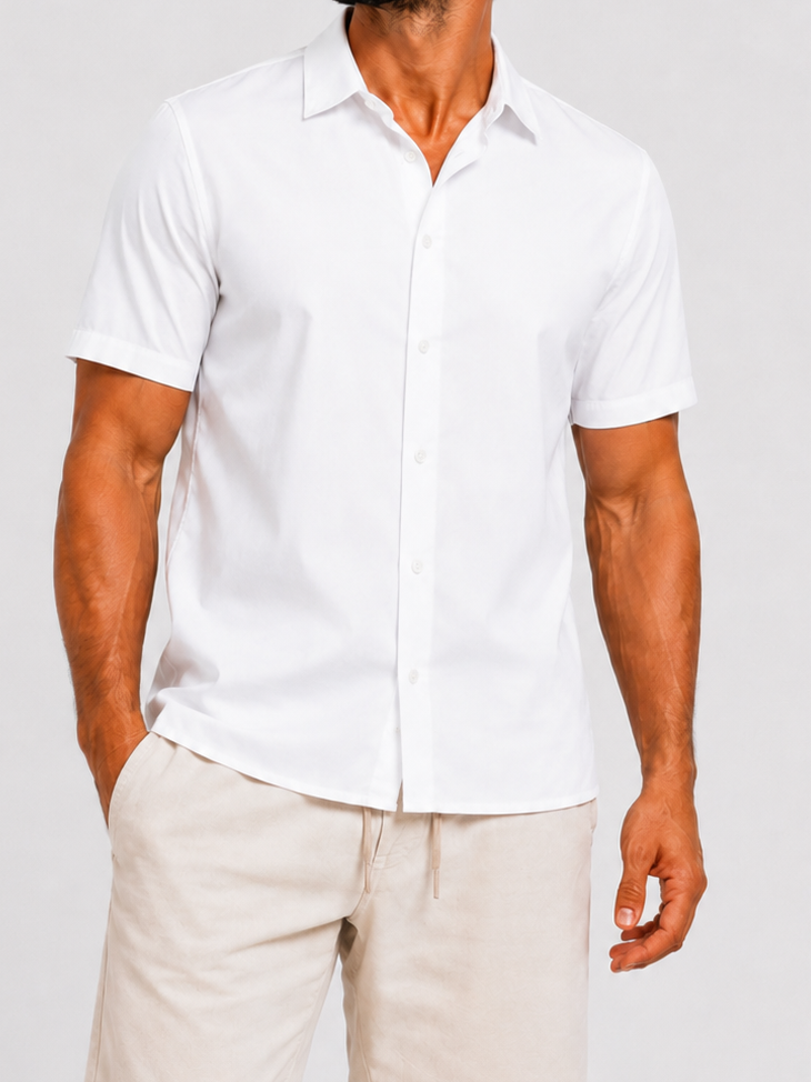 Shirt super stretch short sleeve white - Frankie's