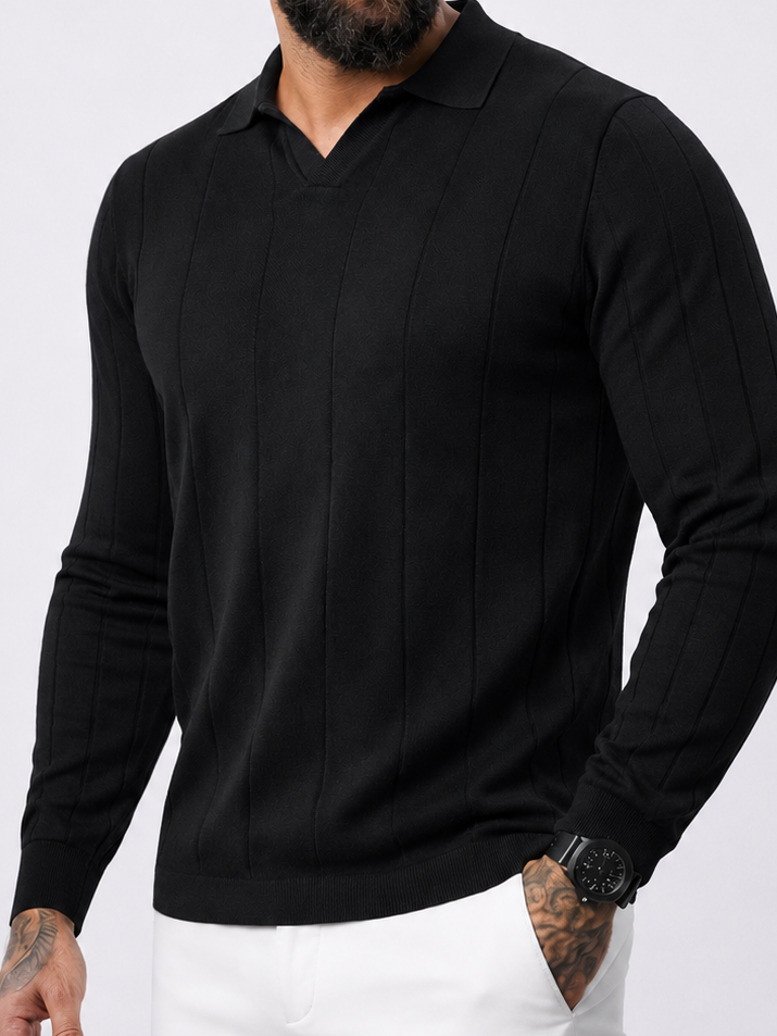 Buttonless Knitwear Polo Long Sleeve Black - Frankie's