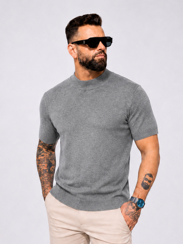 Turtleneck knitwear short sleeve grey - Frankie's
