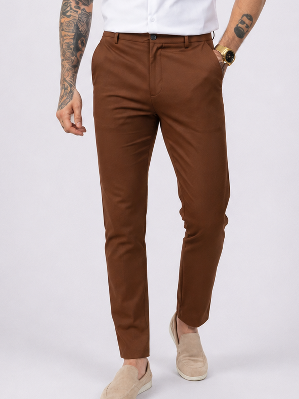 Pantalon chic straight fit brown