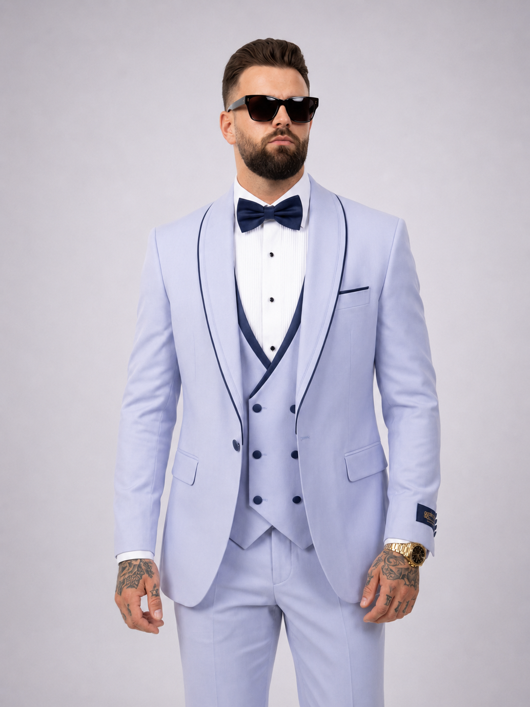 Frankie Premium 4-piece wedding suit light blue