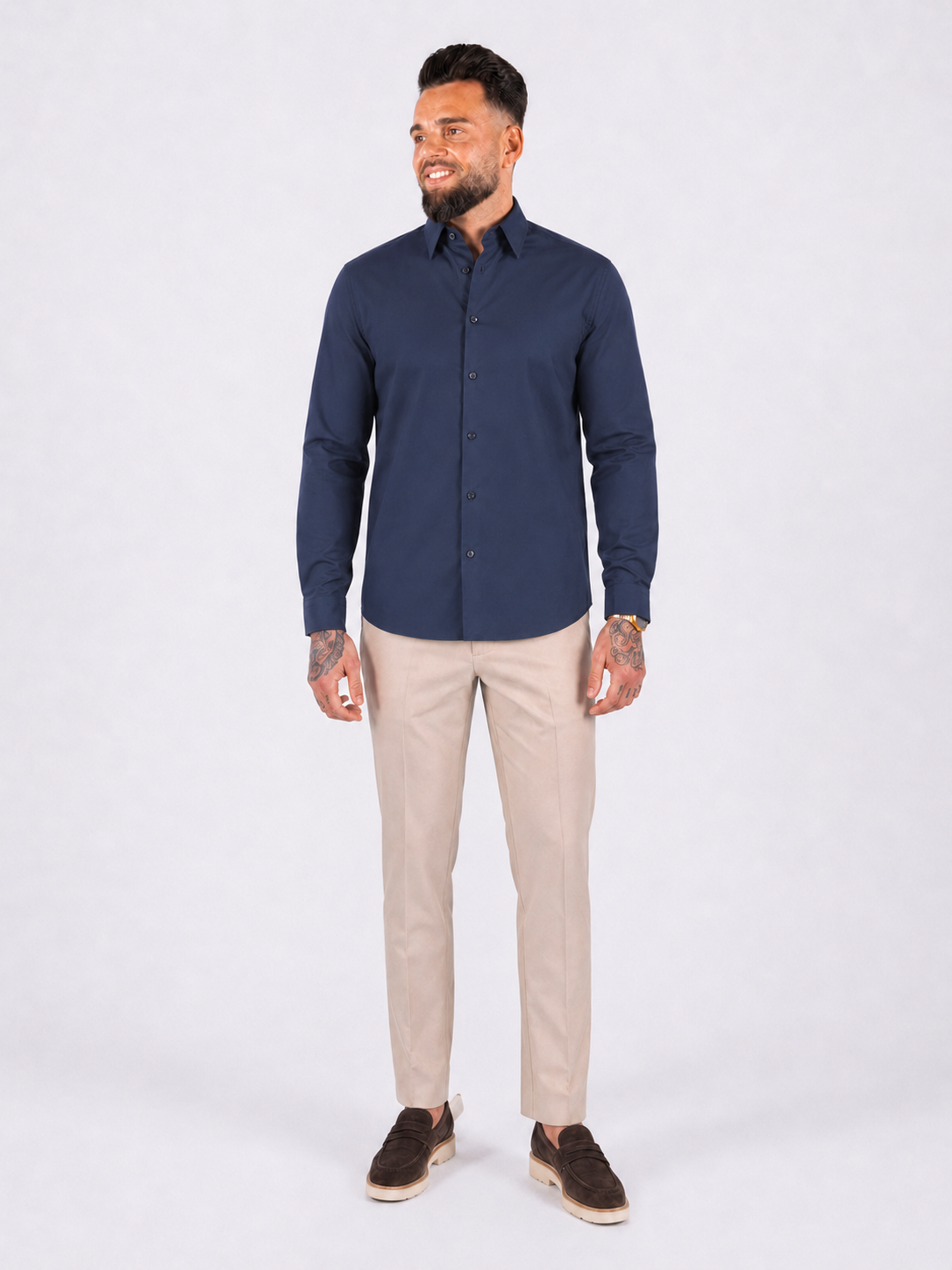 Overhemd Havana stretch navy blue