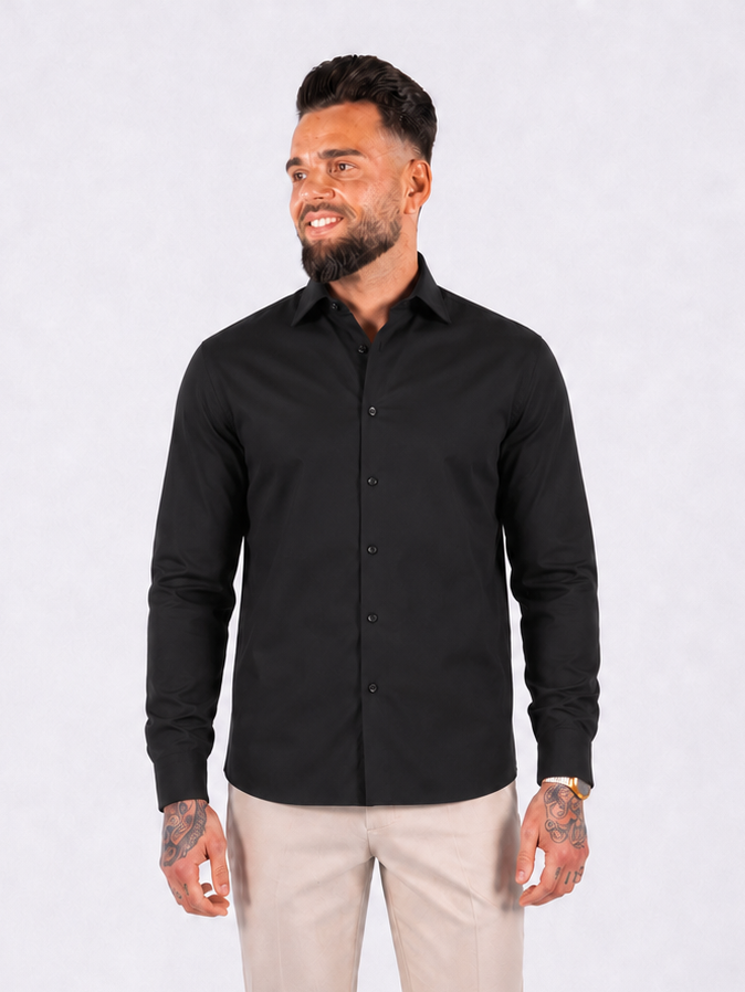 Overhemd havana stretch black