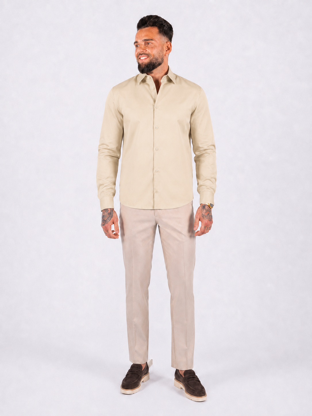 Overhemd Havana stretch light brown