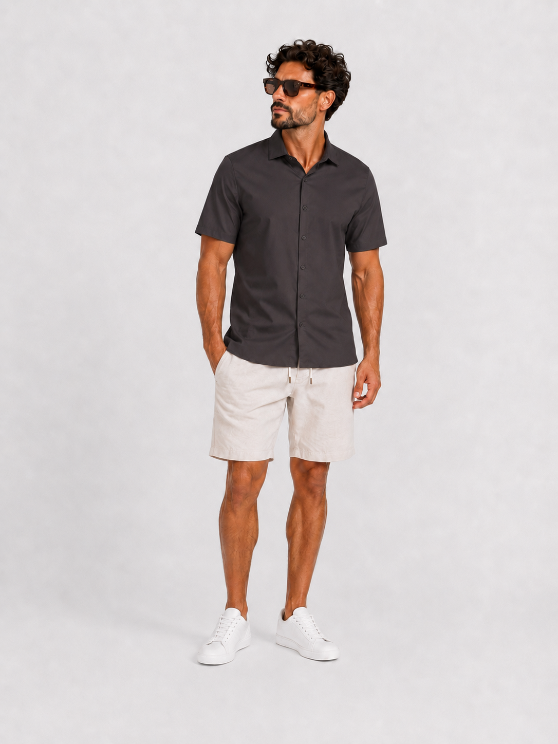 Shirt super stretch short sleeve grey