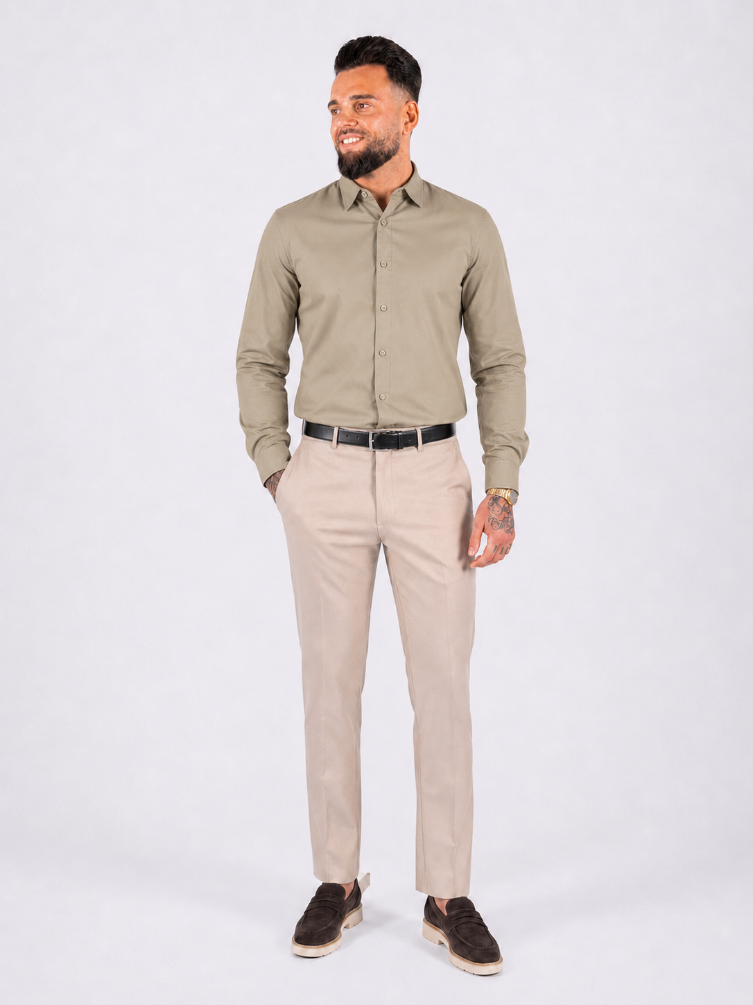 Shirt super stretch beige