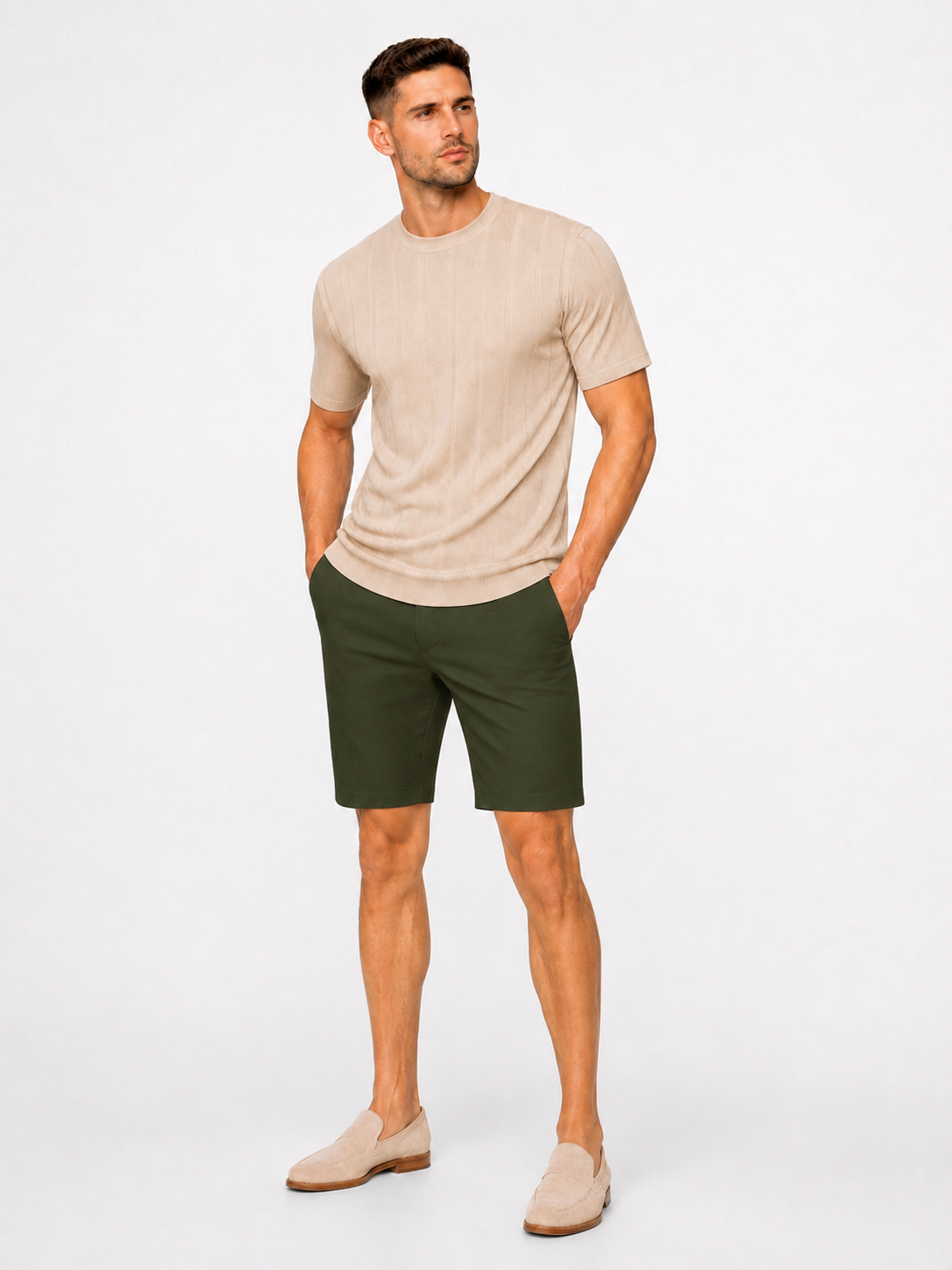 Super stretch chino short khaki