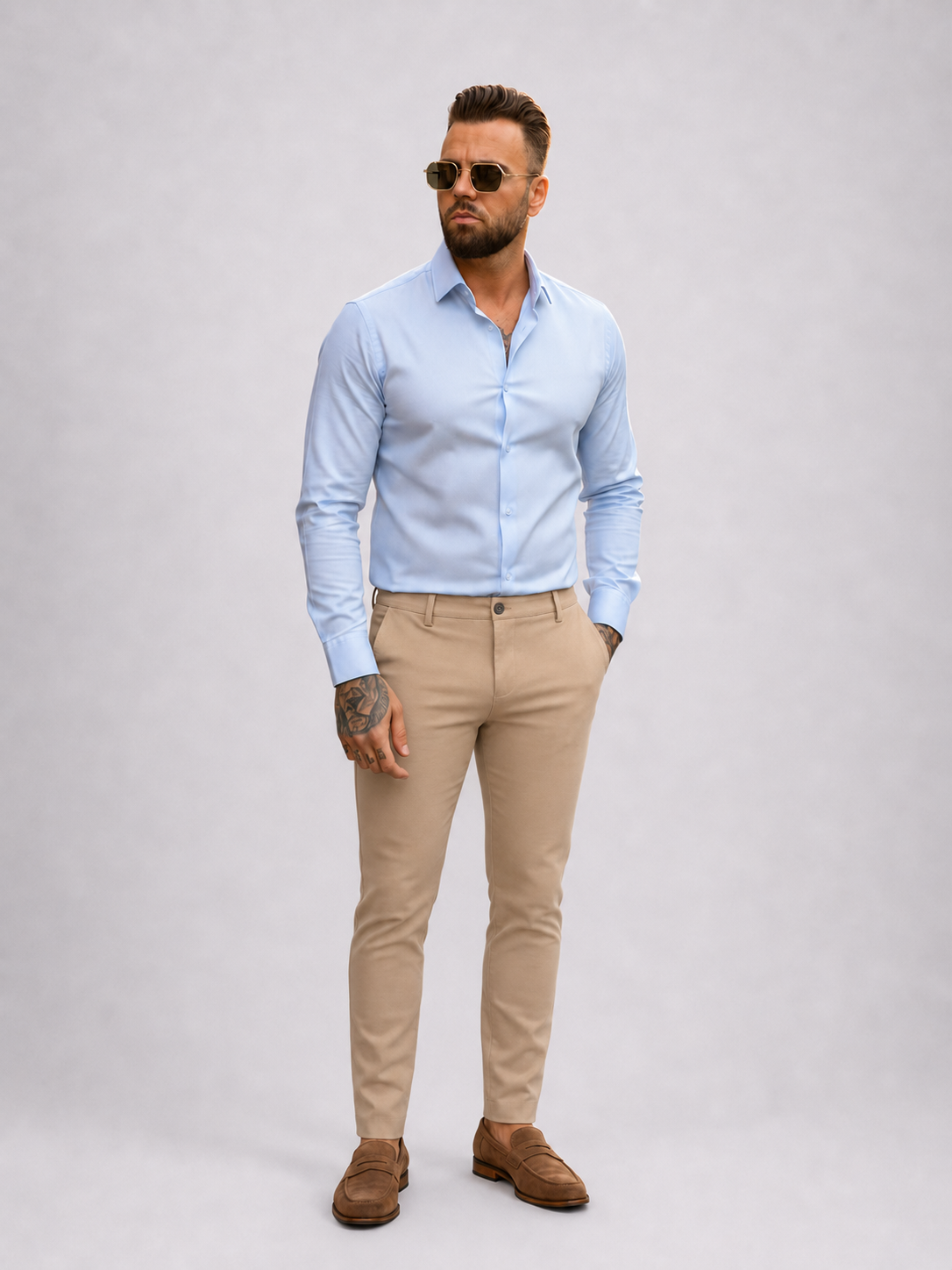 Super stretch pantalon taupe