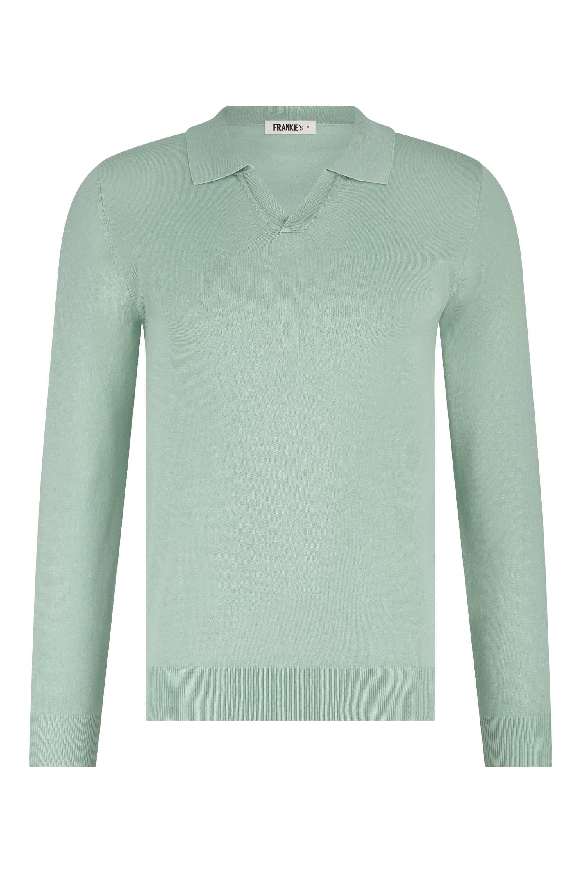 Collar V-Neck Knitwear, Plain - Mint Green