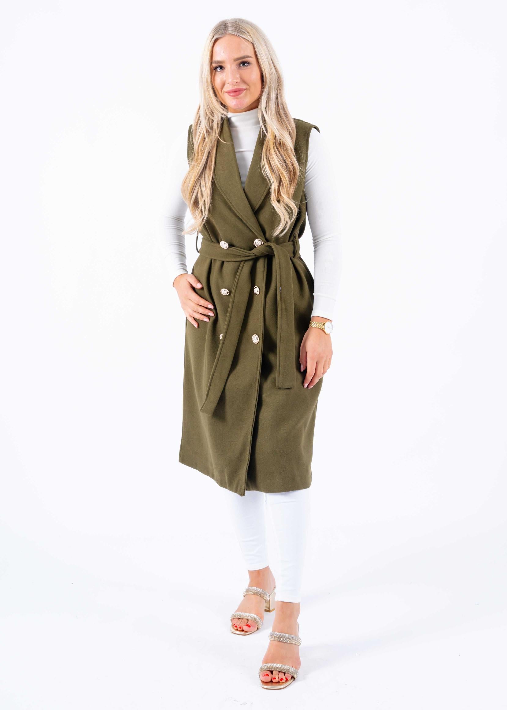 Sleeveless trenchcoat khaki - Frankie's