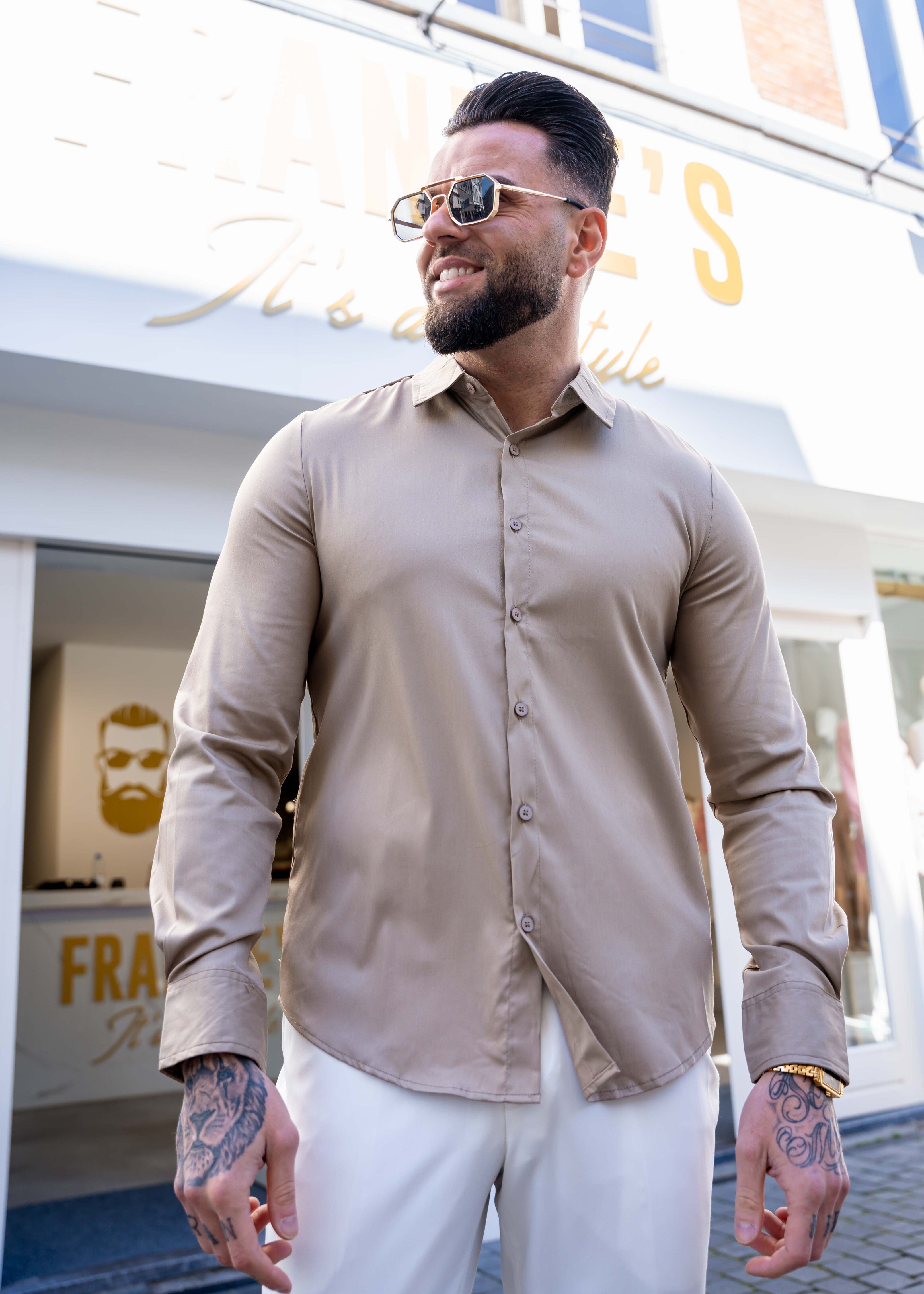 Shirt super stretch beige - Frankie's