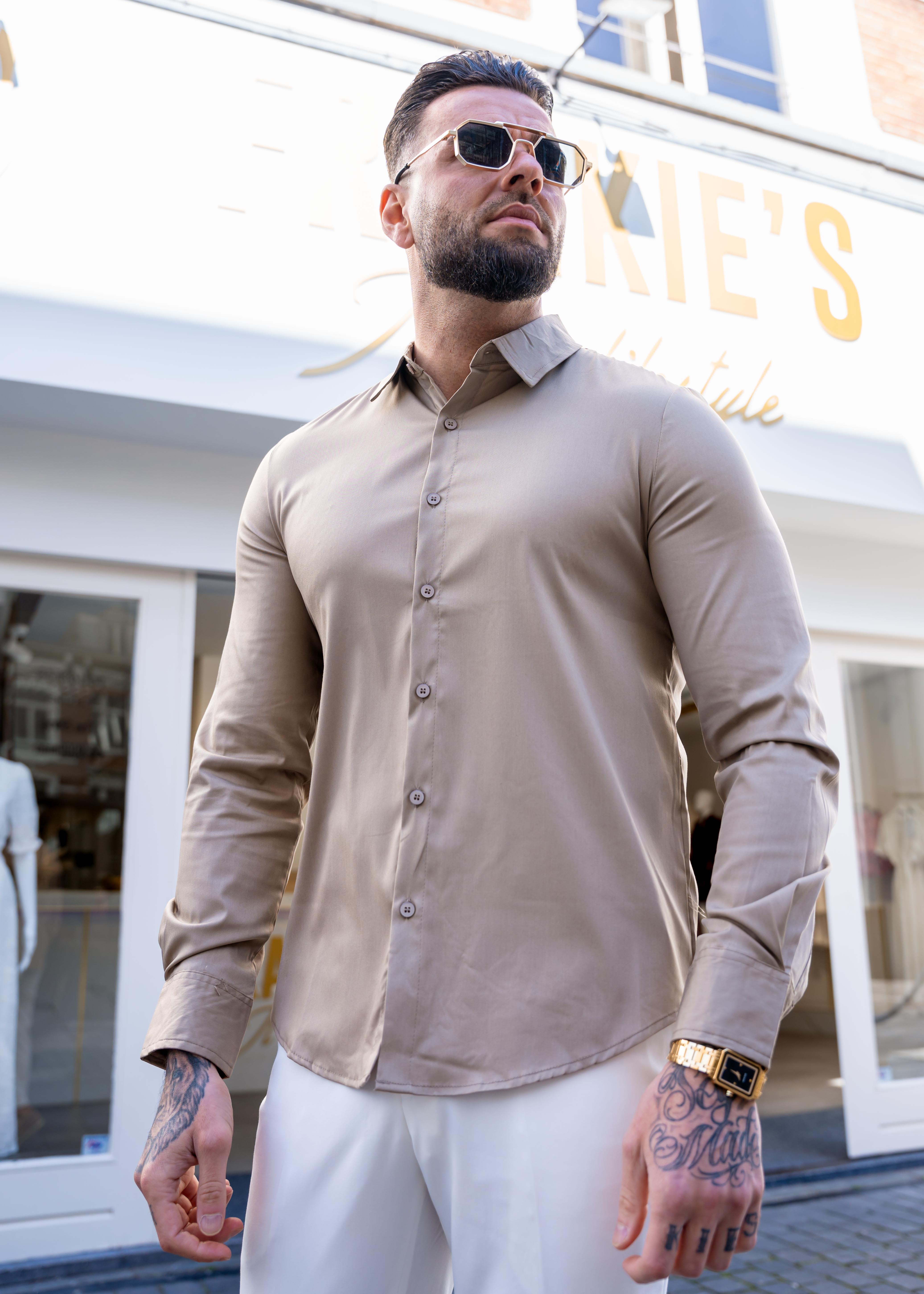 Shirt super stretch beige - Frankie's