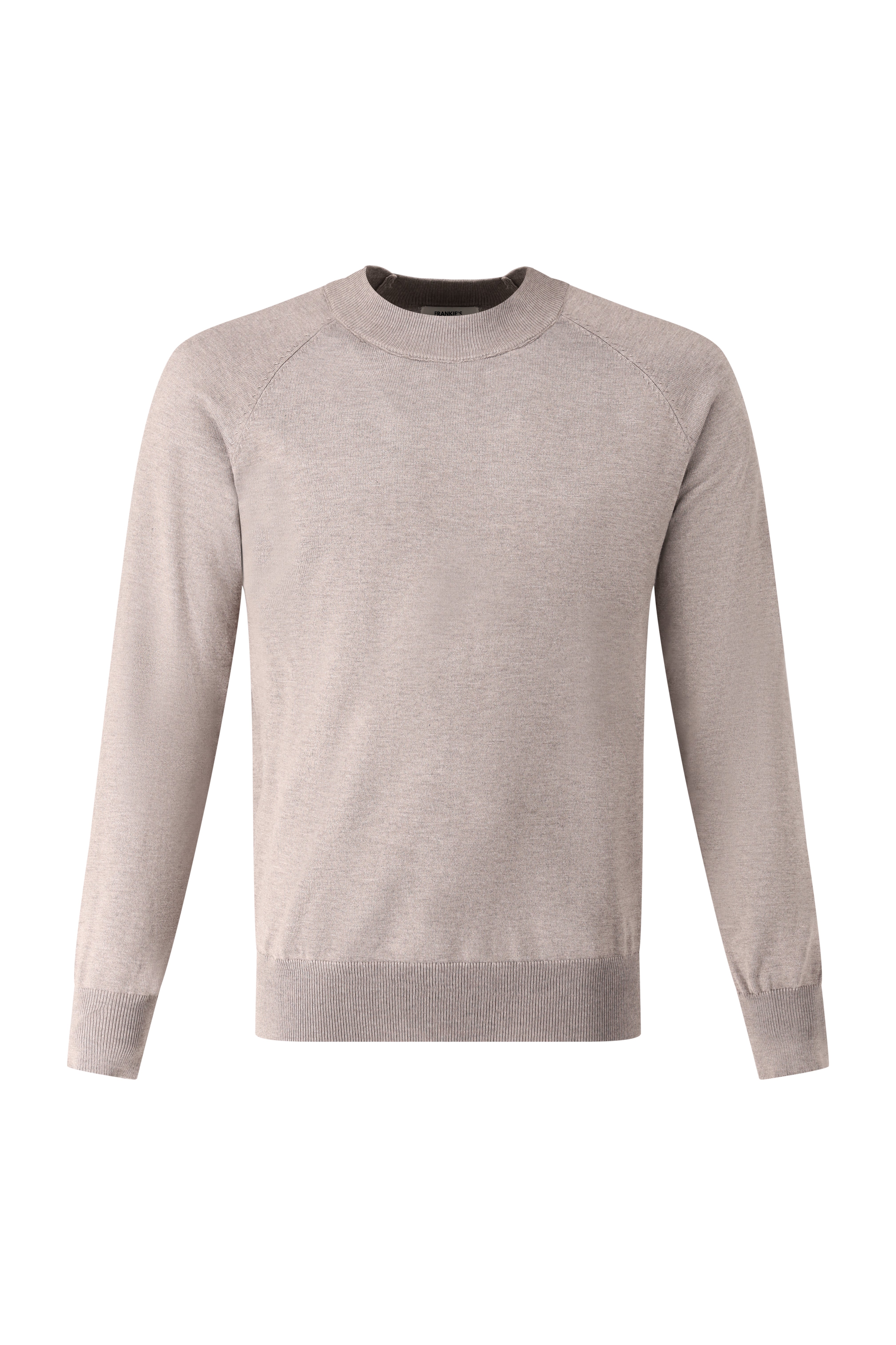 Crewneck Knitwear, Plain with Raglan Sleeve - Light Brown - Frankie's