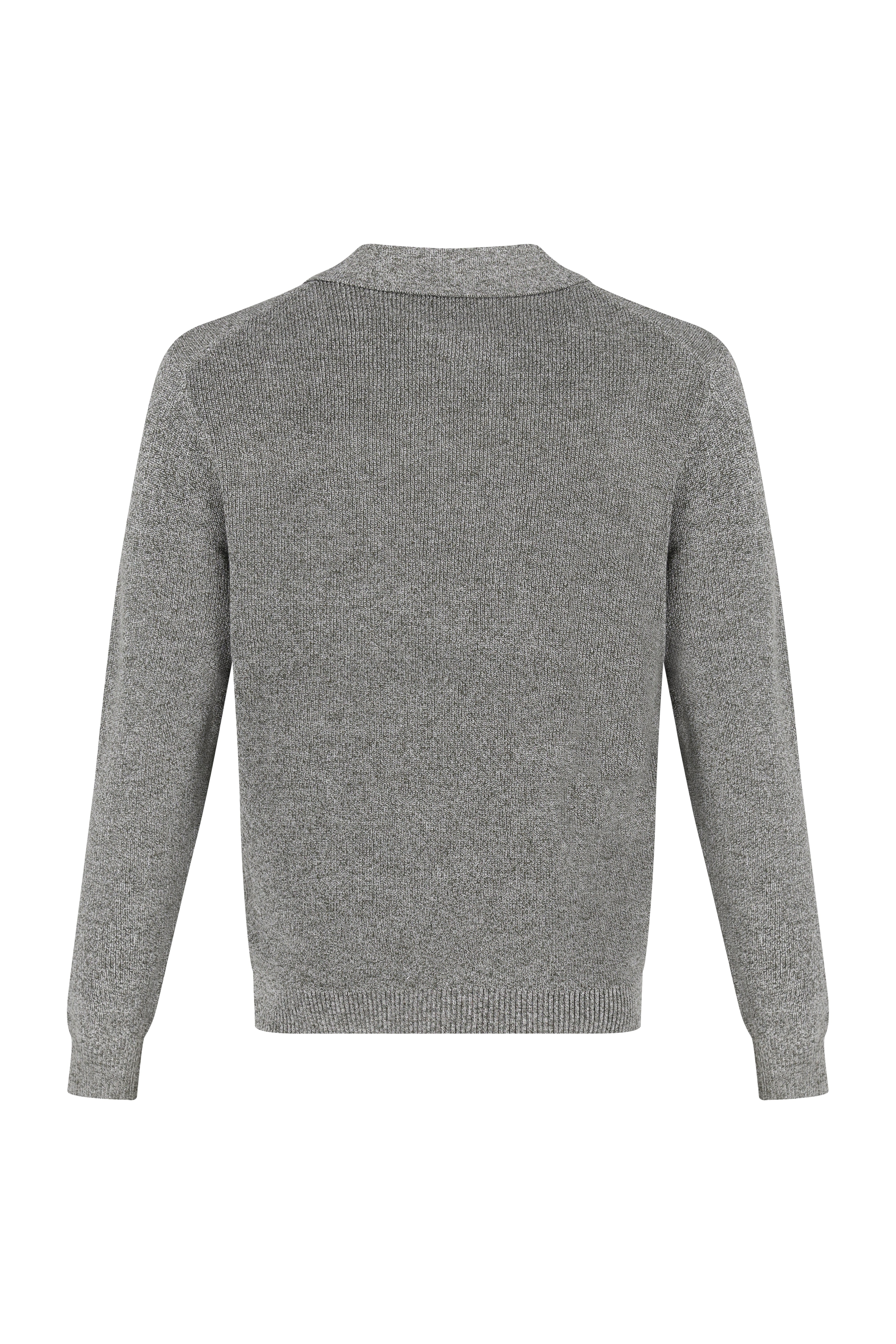 Collar V-Neck Knitwear - Light Grey