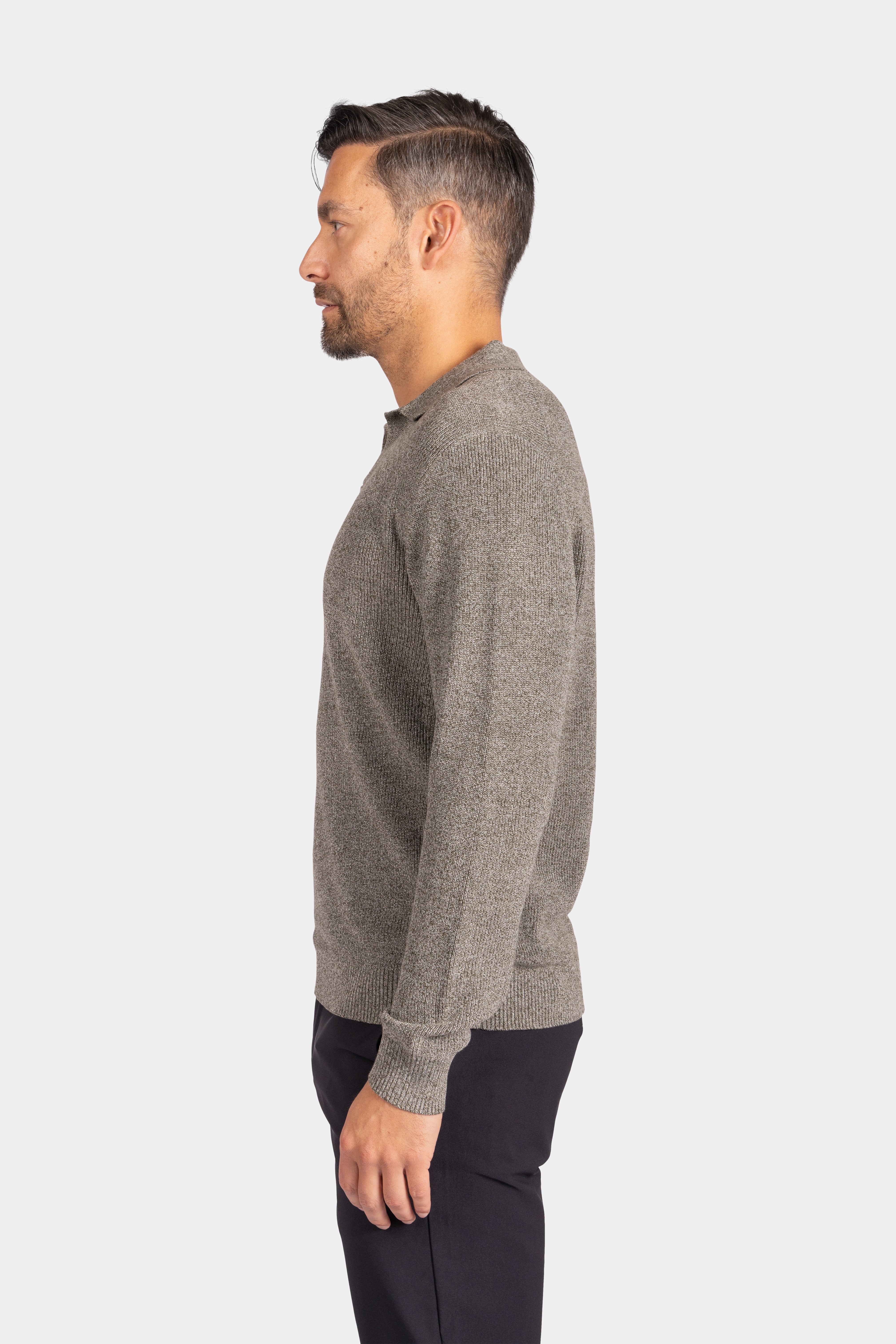 Collar V-Neck Knitwear - Light Grey