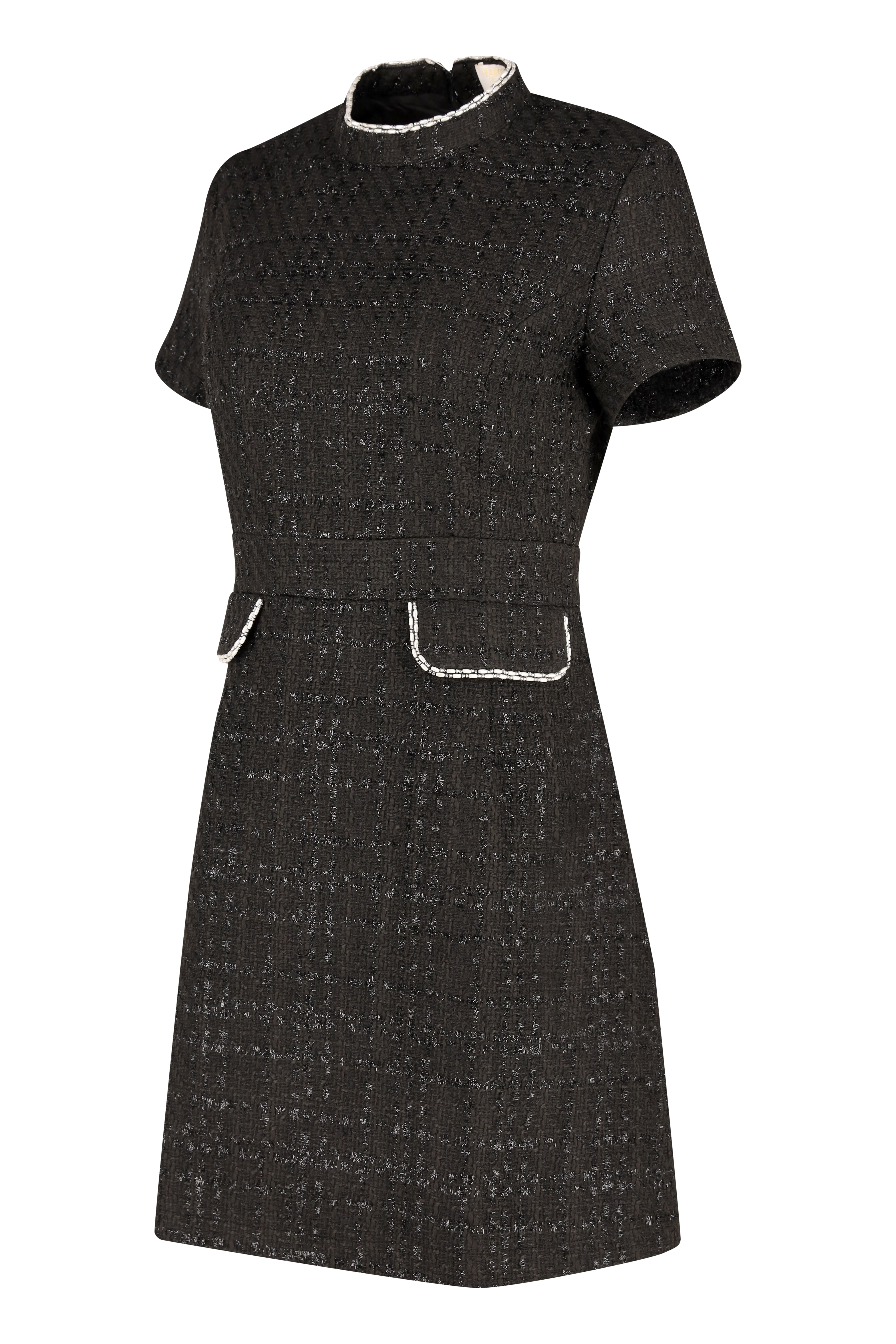 Tweed Pearl-Trim Dress
