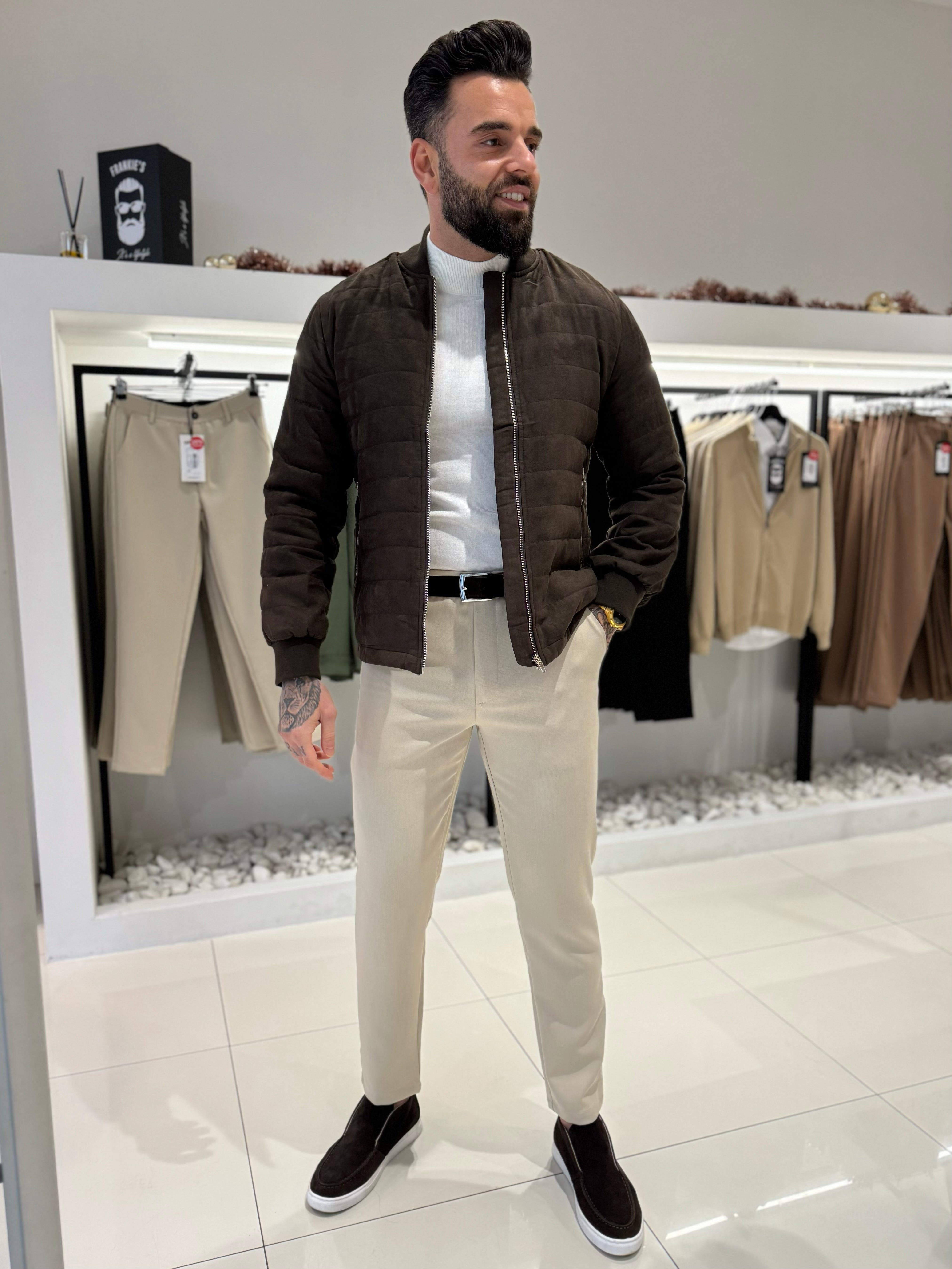 Bomber jacket suede brown