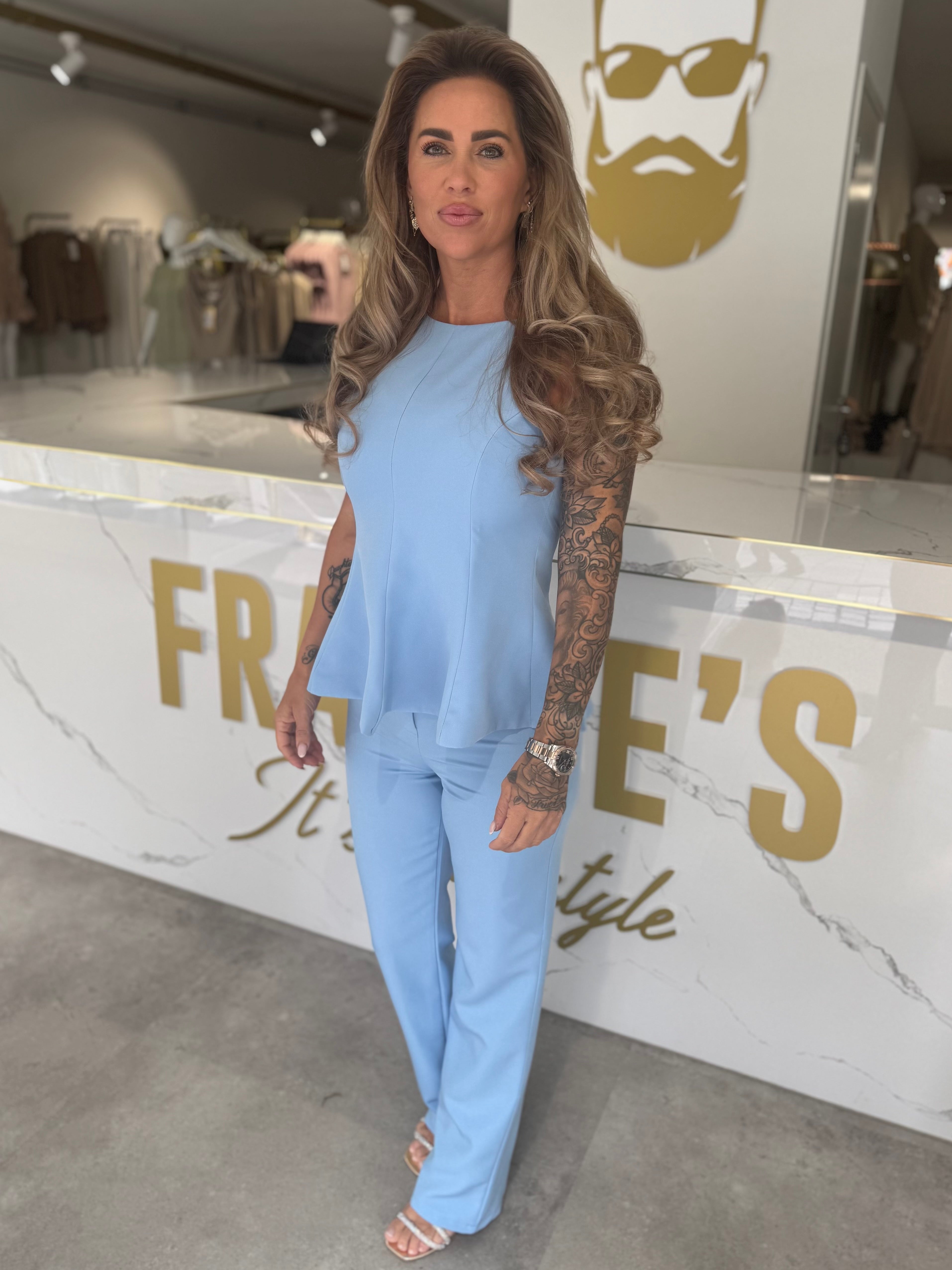 Trousers straight fit blue