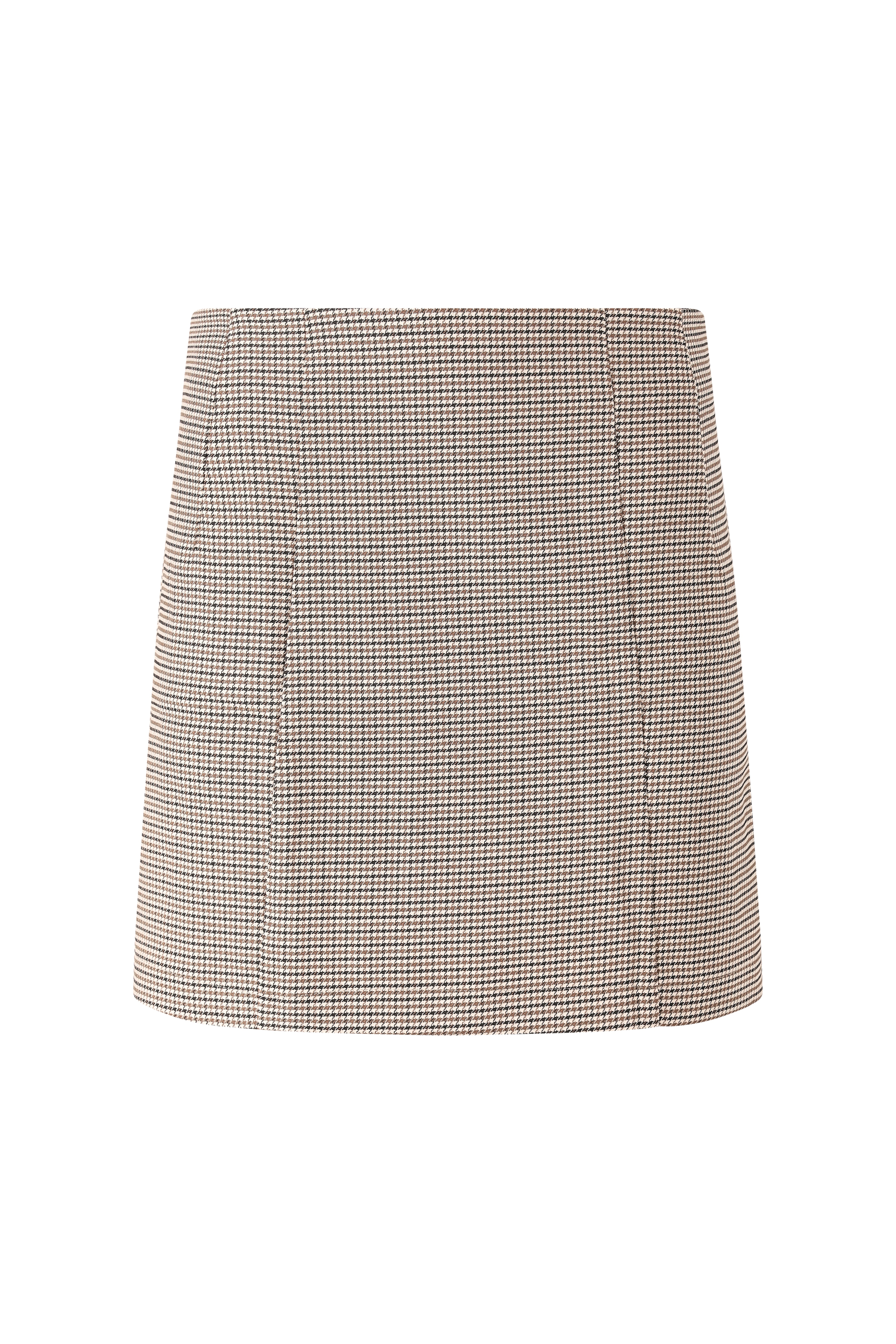 Micro Check Mini Skirt – Brown → Minirock mit Micro-Karo – Braun