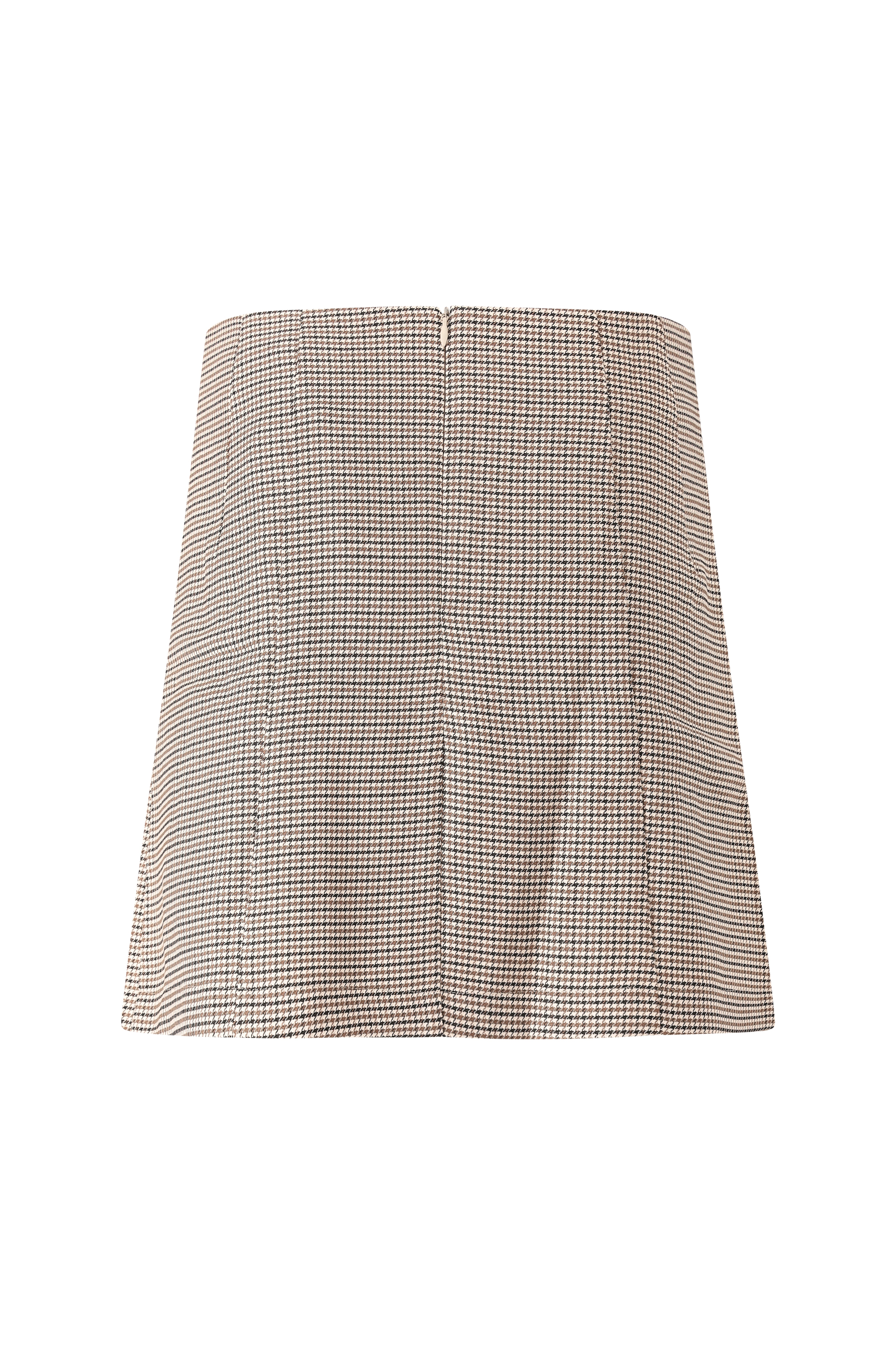 Micro Check Mini Skirt – Brown → Minirock mit Micro-Karo – Braun