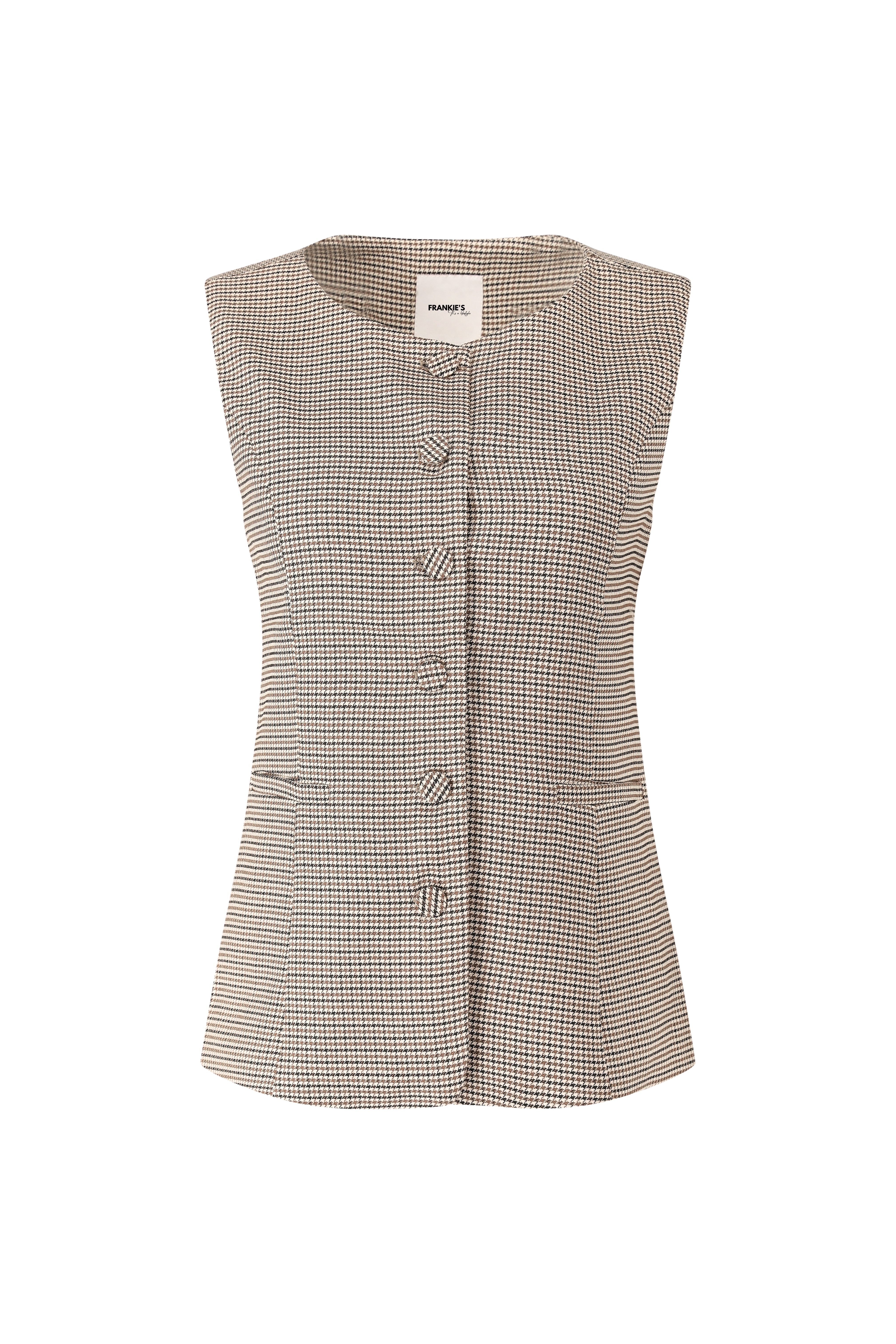 Weste mit Micro-Karo – Braun
